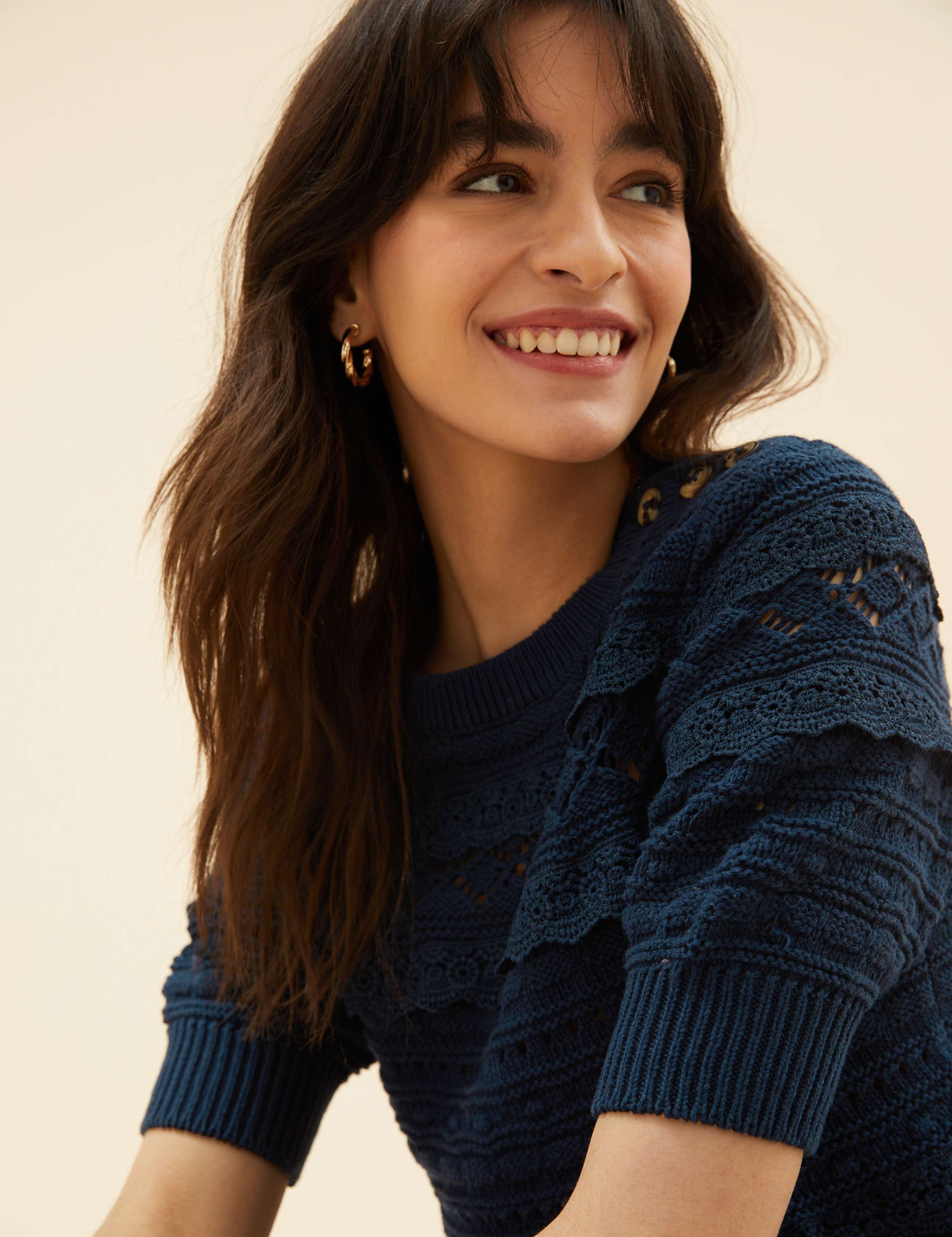 Pure Cotton Knitted 3/4 Sleeve Top 5 of 7
