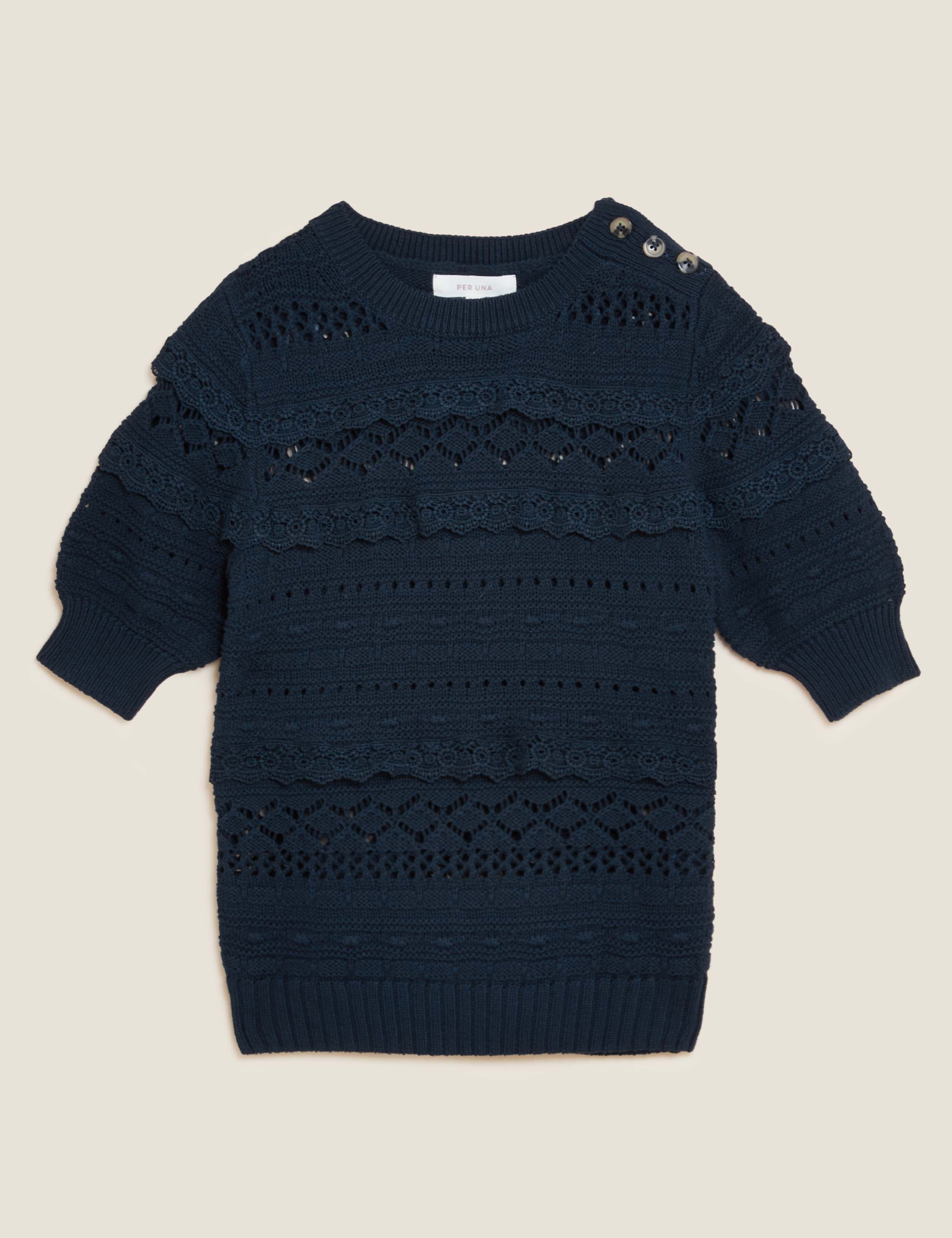 Pure Cotton Knitted 3/4 Sleeve Top 2 of 7