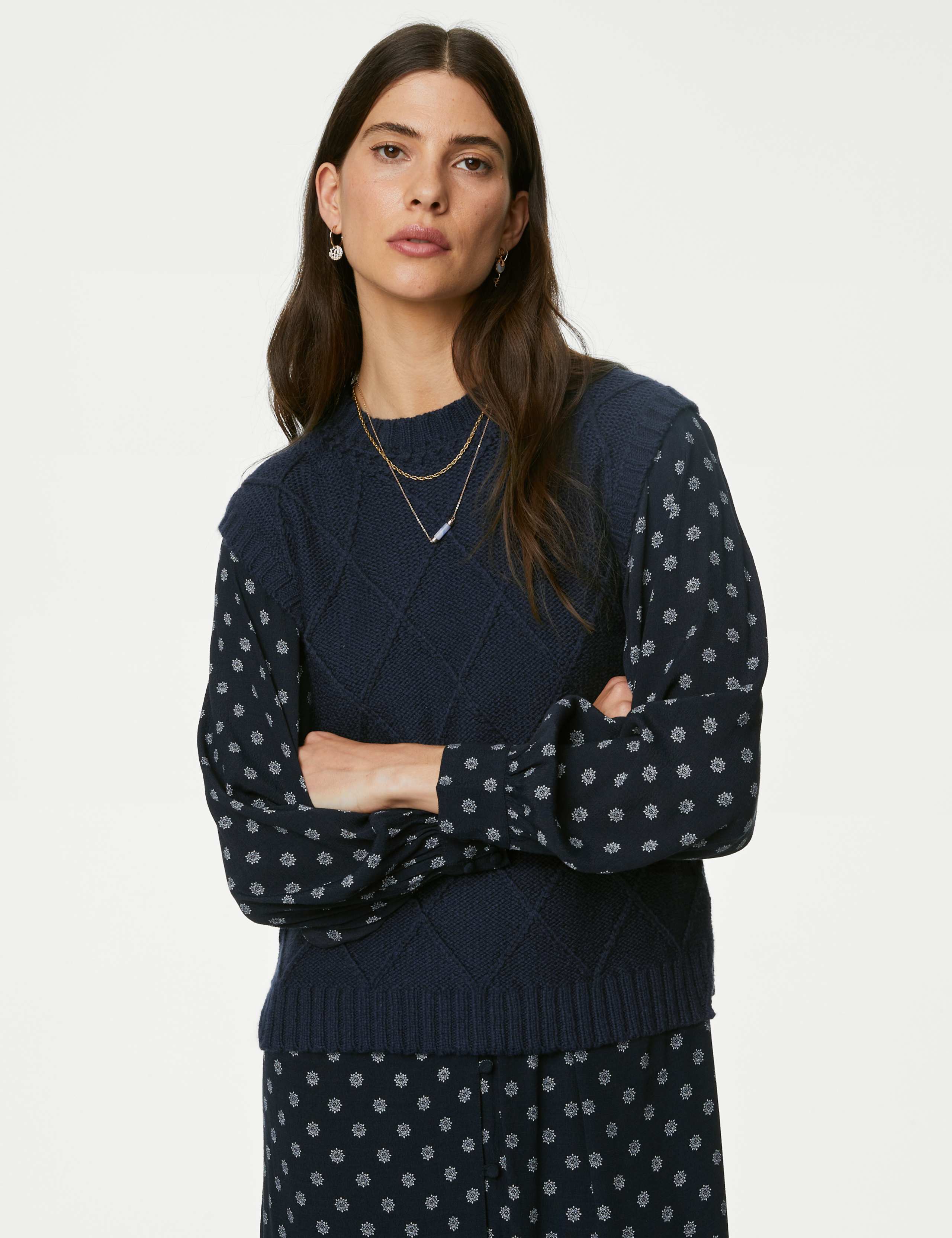 Diamond Stitch Knitted Vest with Wool 3 of 6