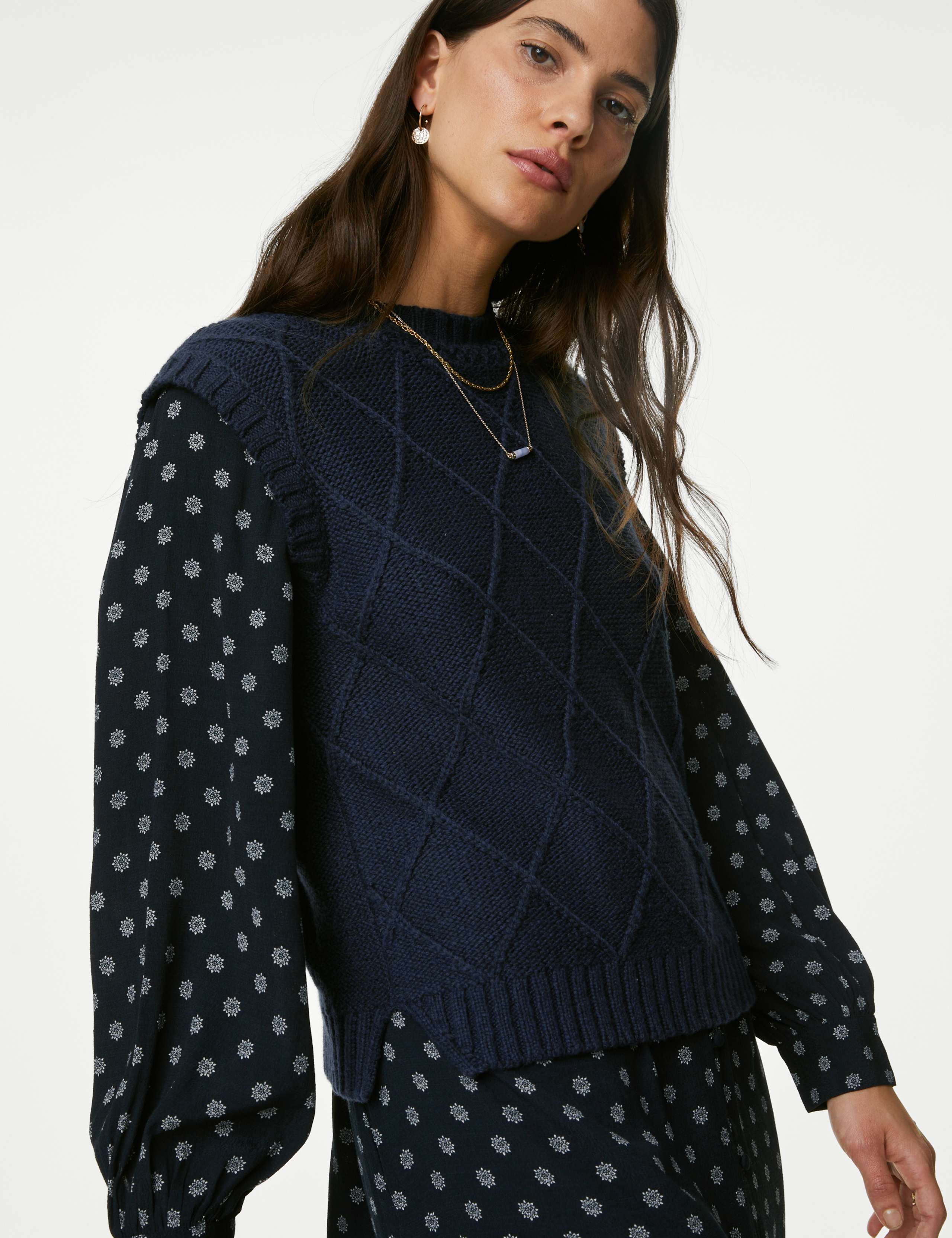 Diamond Stitch Knitted Vest with Wool 4 of 6