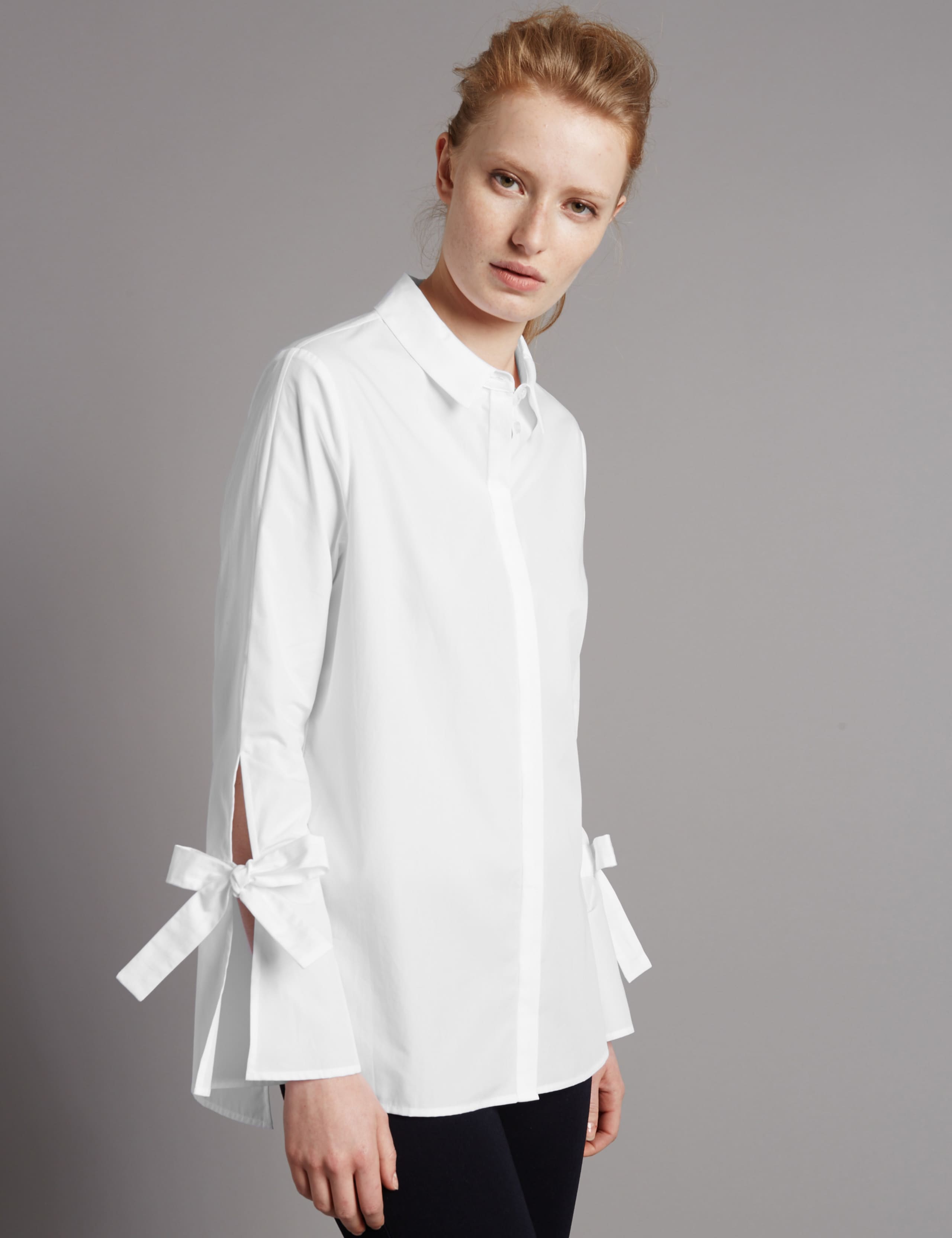 Pure Cotton Poplin Tie Sleeve Shirt 1 of 4