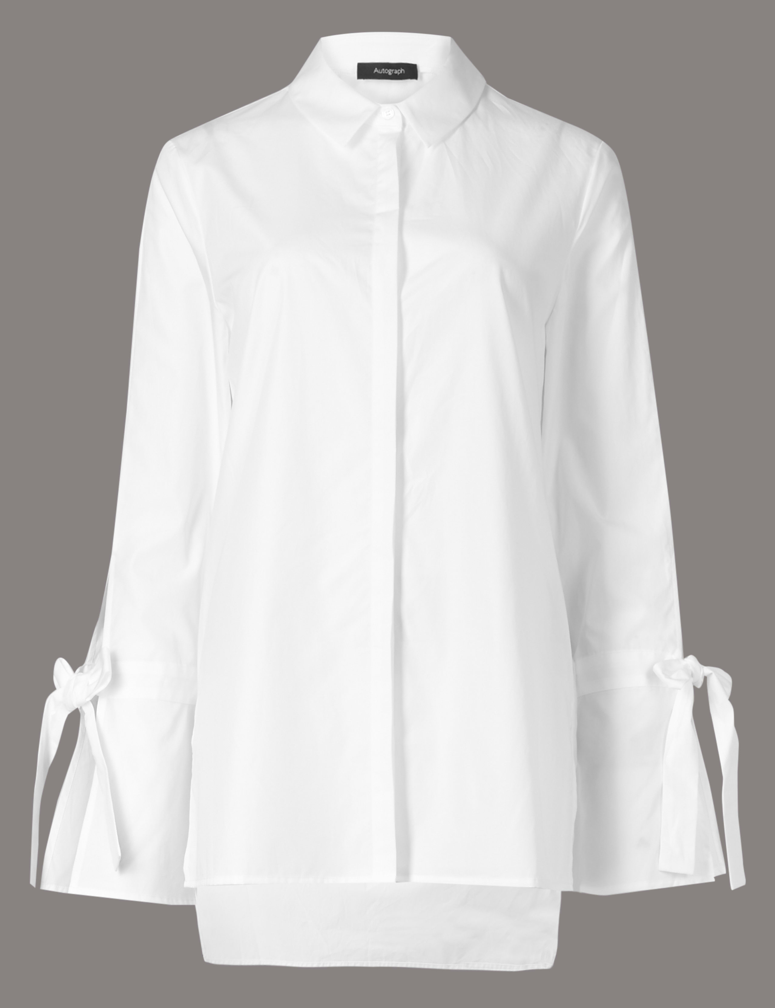 Pure Cotton Poplin Tie Sleeve Shirt 2 of 4