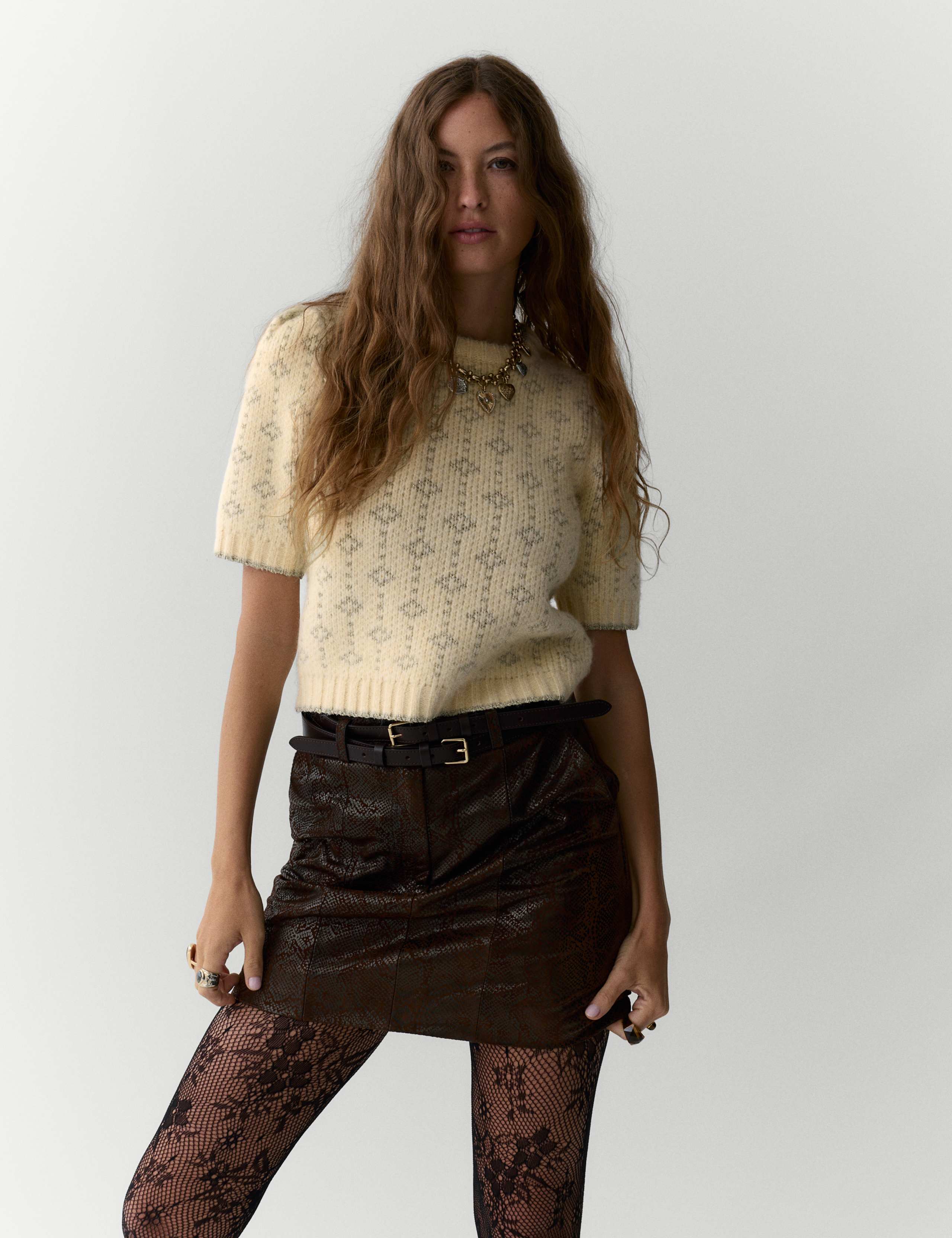 Metallic Geometric Jacquard Jumper with Wool 5 of 5