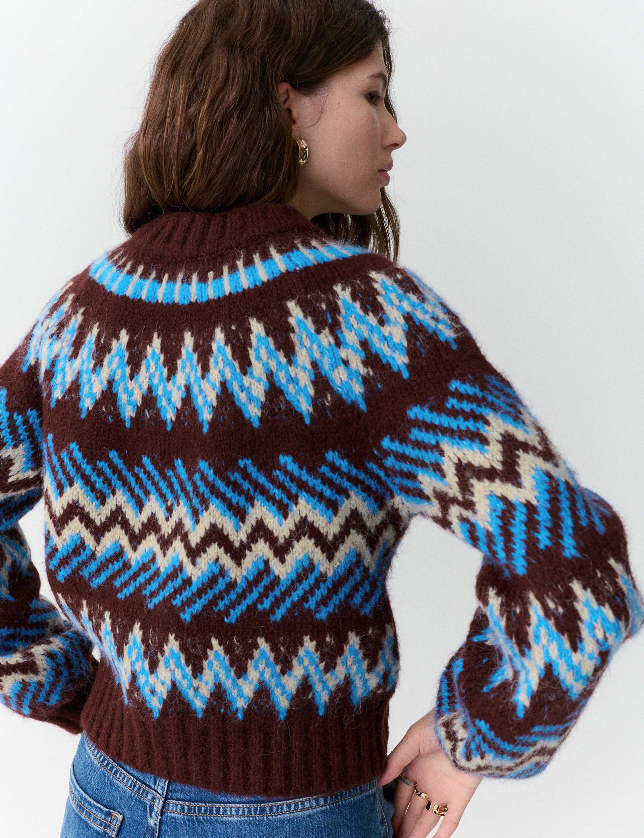 Fair Isle Knitted Bomber Cardigan 3 of 6