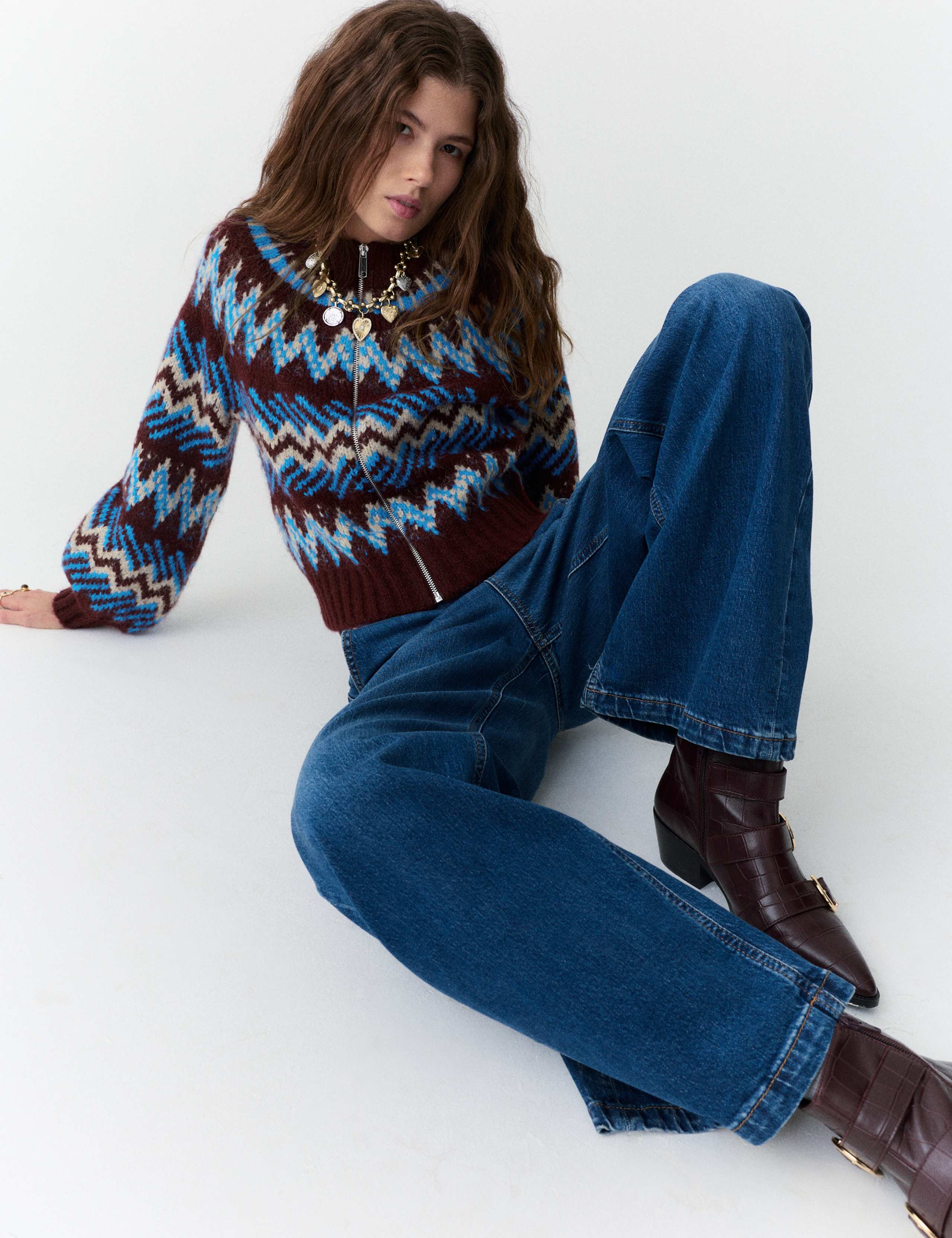 Fair Isle Knitted Bomber Cardigan 4 of 6