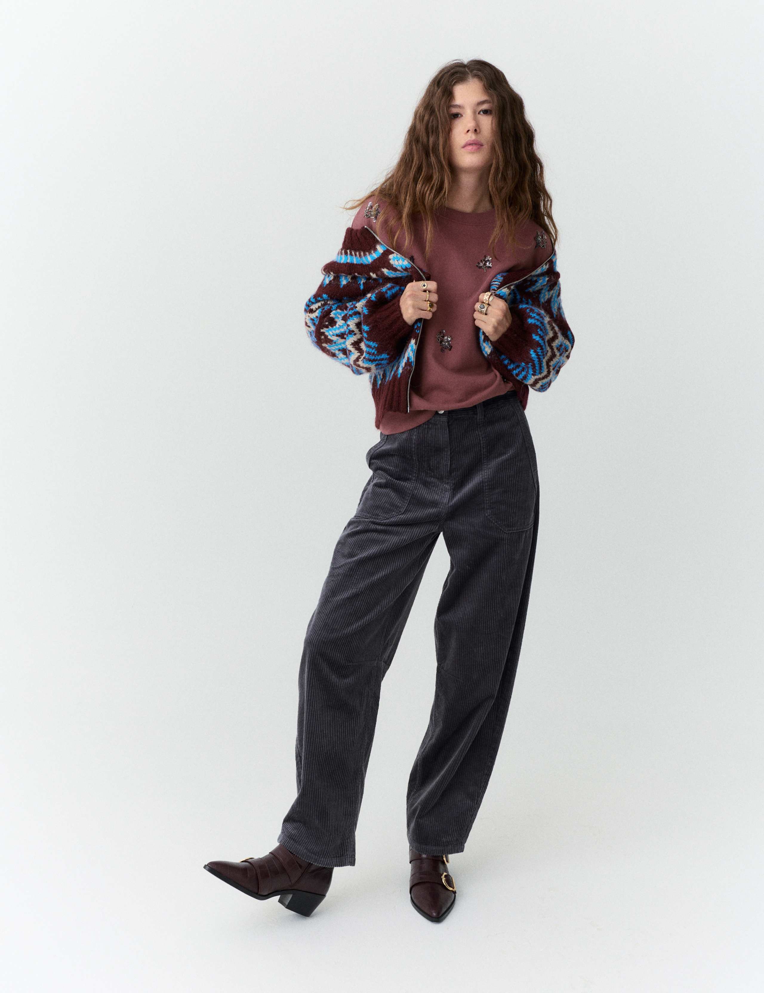 Fair Isle Knitted Bomber Cardigan 6 of 6