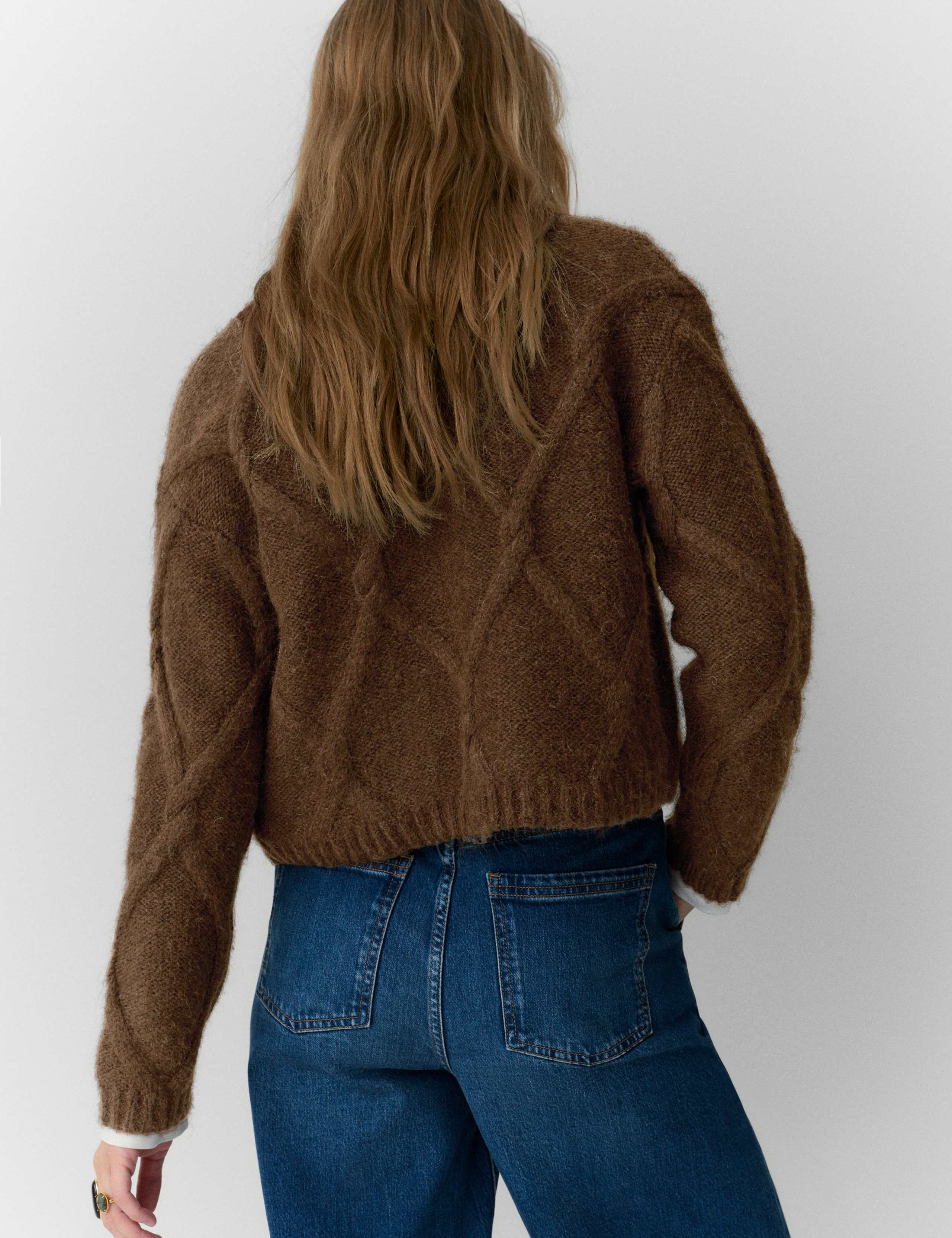 Tie Front Fluffy Cardigan with Alpaca 4 of 6