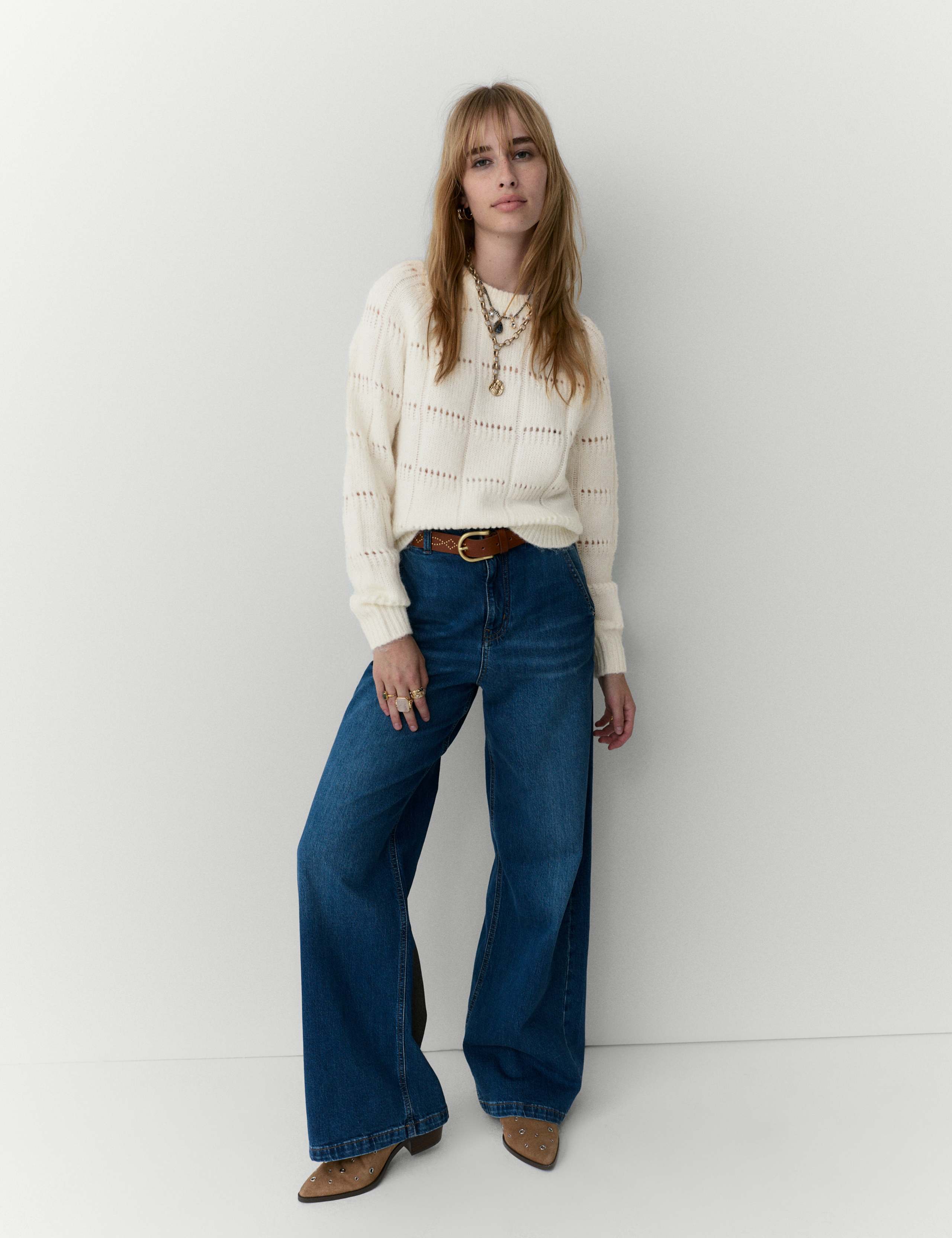 Pointelle Crew Neck Jumper With Alpaca 3 of 6