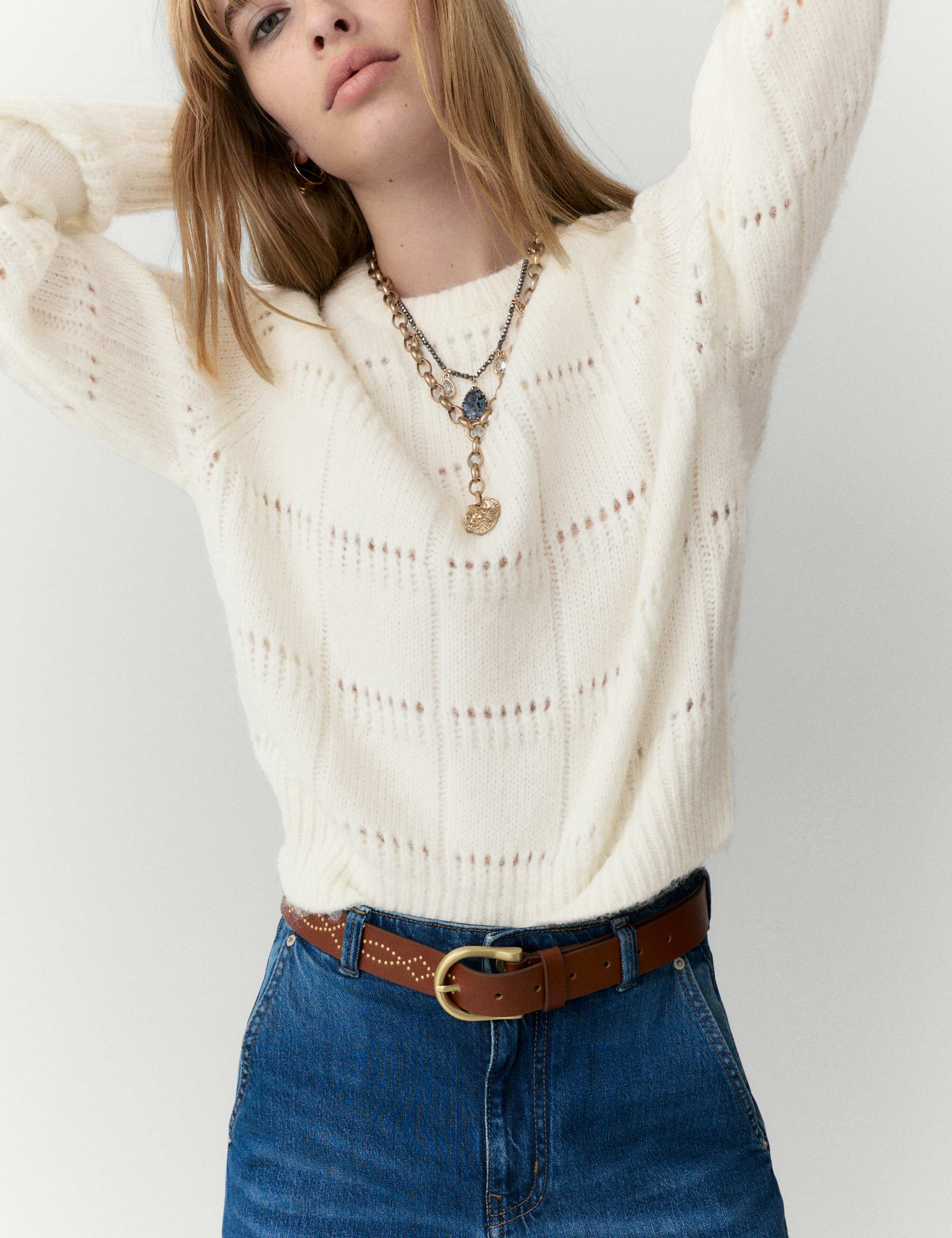 Pointelle Crew Neck Jumper With Alpaca 4 of 6