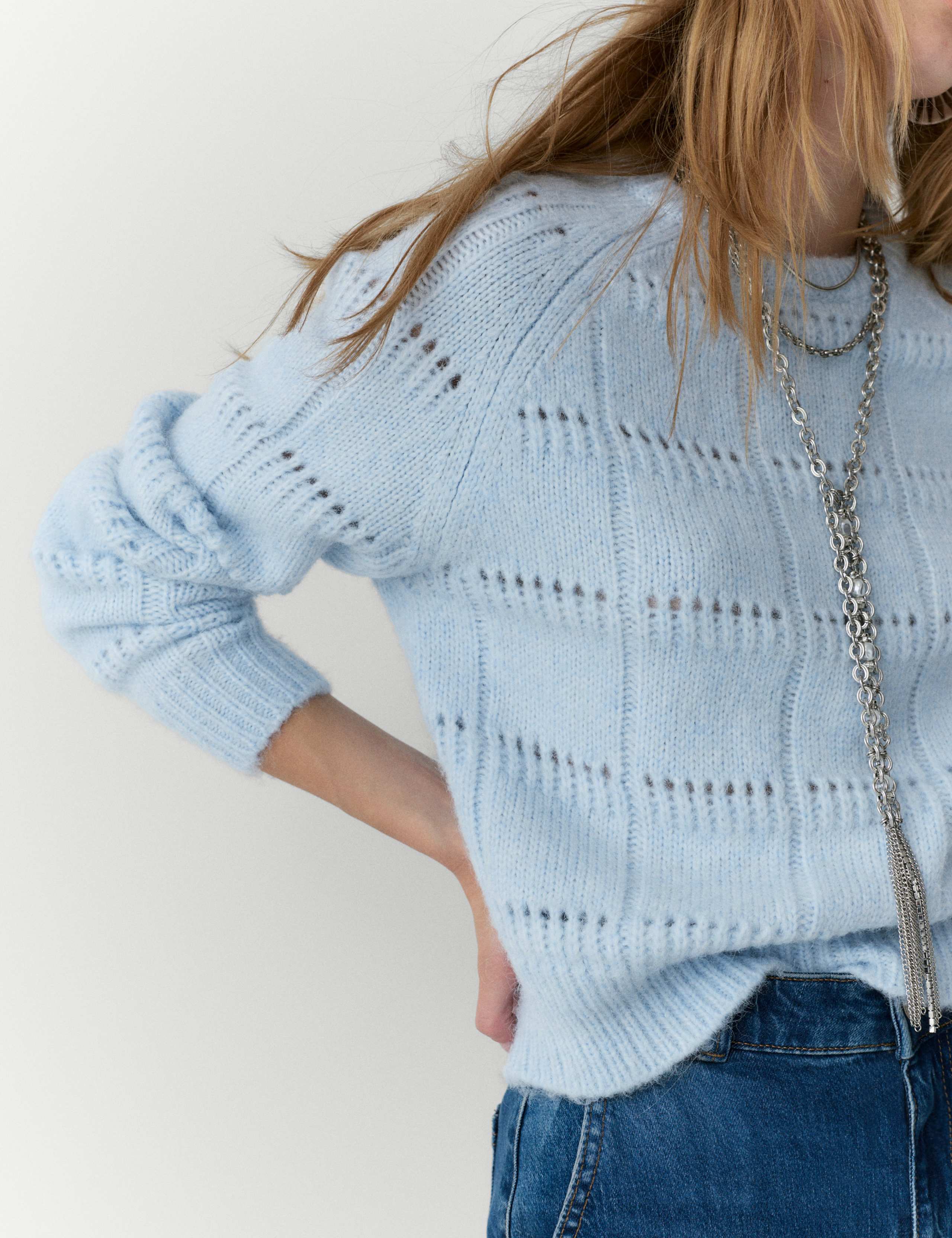 Pointelle Crew Neck Jumper With Alpaca 1 of 6