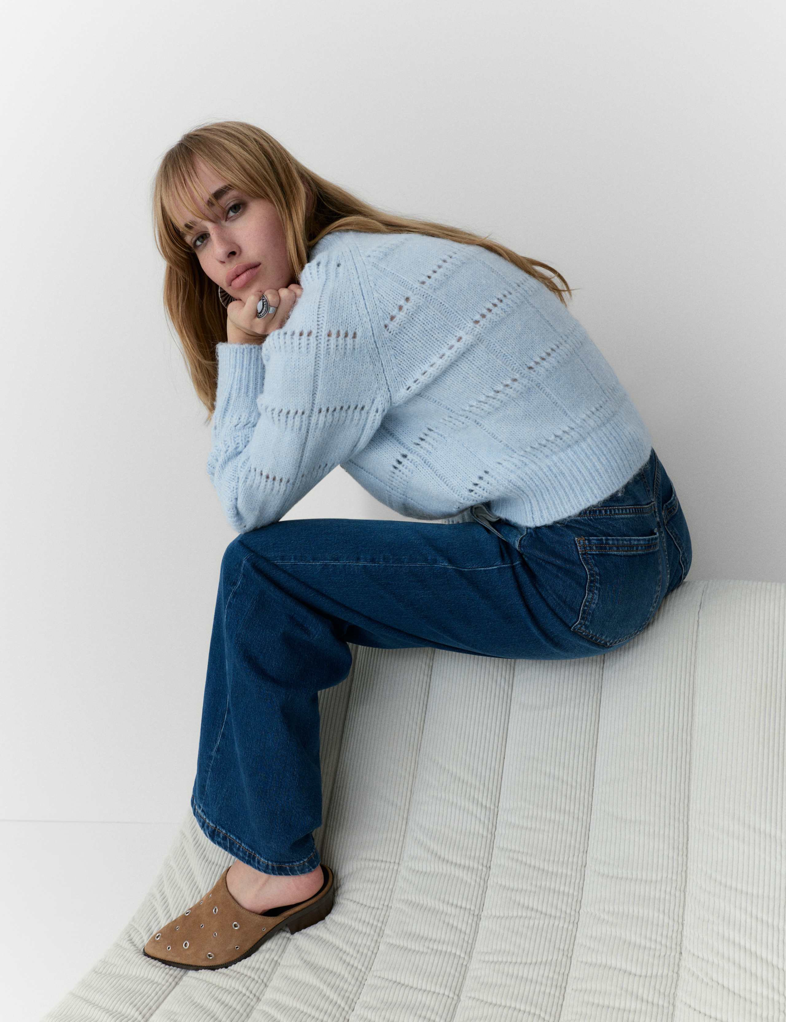 Pointelle Crew Neck Jumper With Alpaca 3 of 6