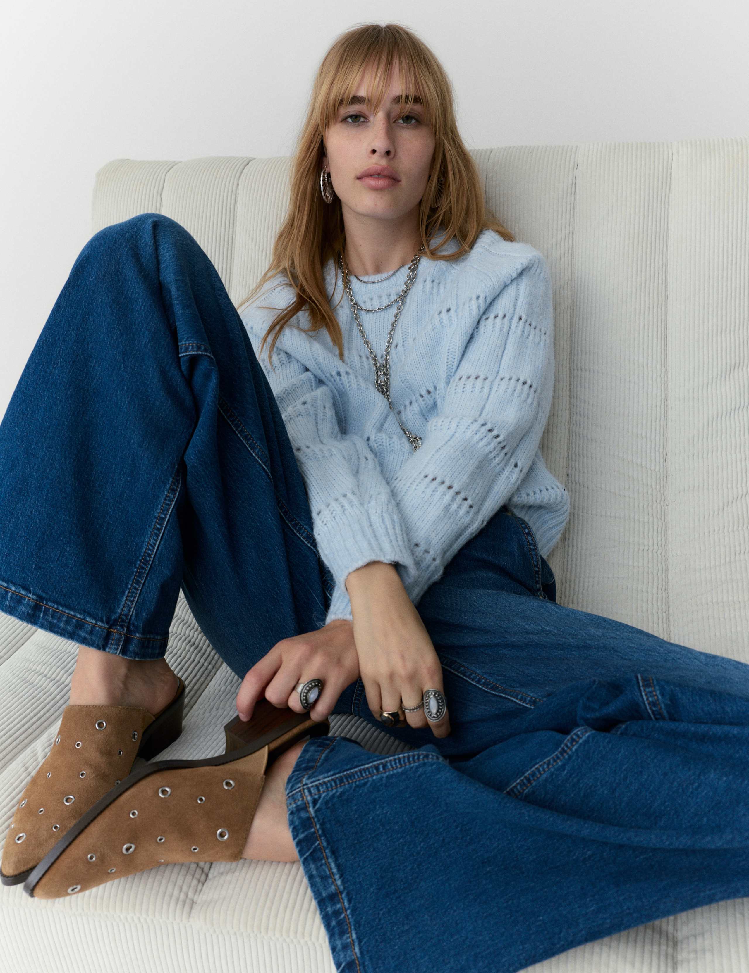 Pointelle Crew Neck Jumper With Alpaca 4 of 6