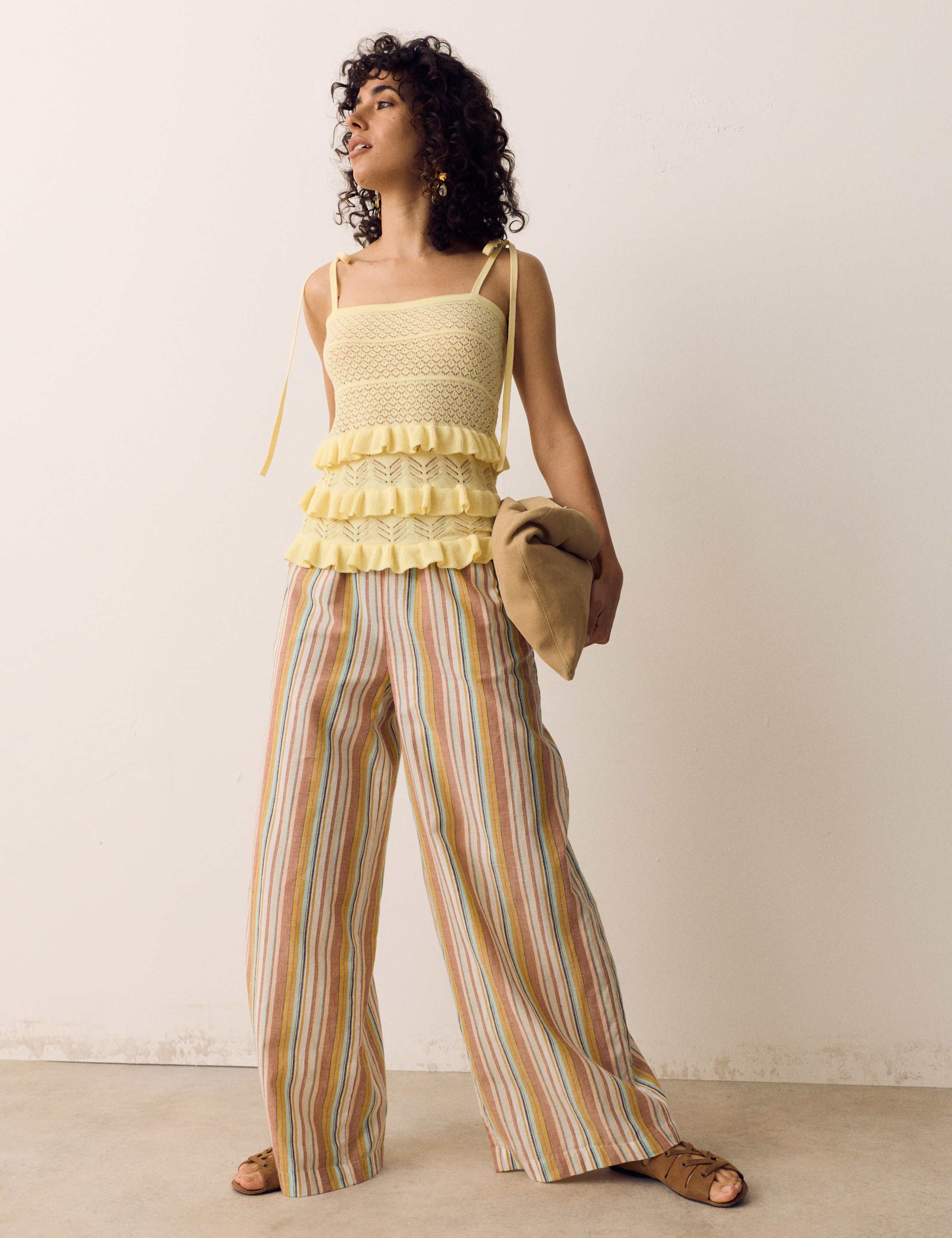 Cotton Rich Pointelle Ruffle Cami Top 3 of 6