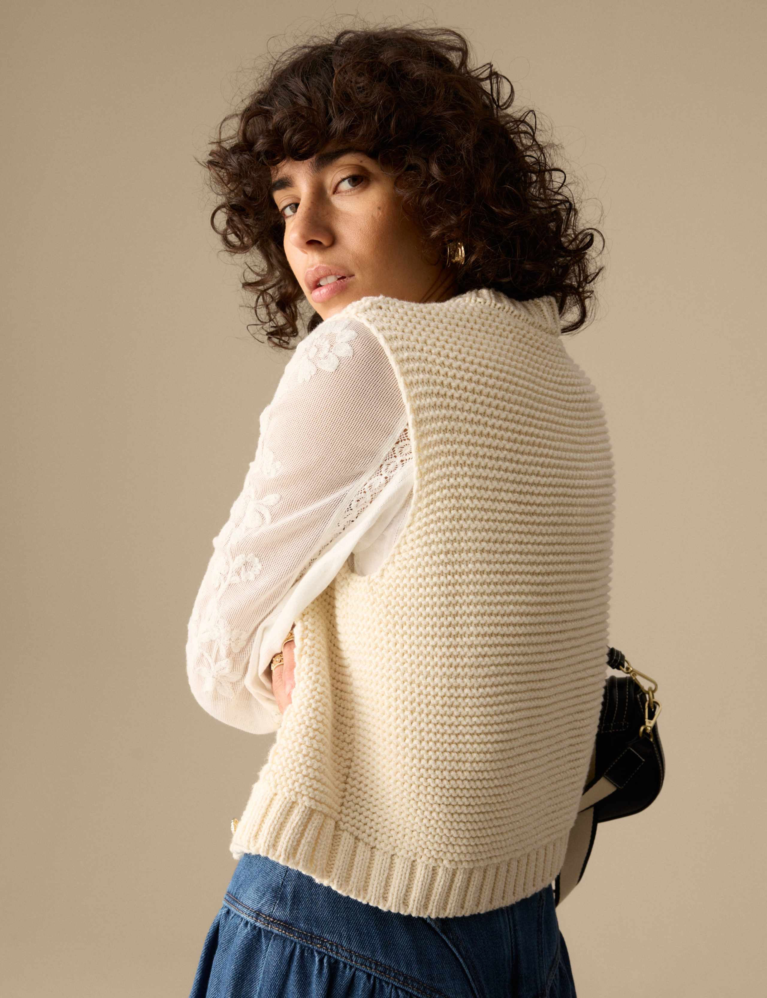 Cotton Rich Knitted Crew Neck Waistcoat 4 of 5