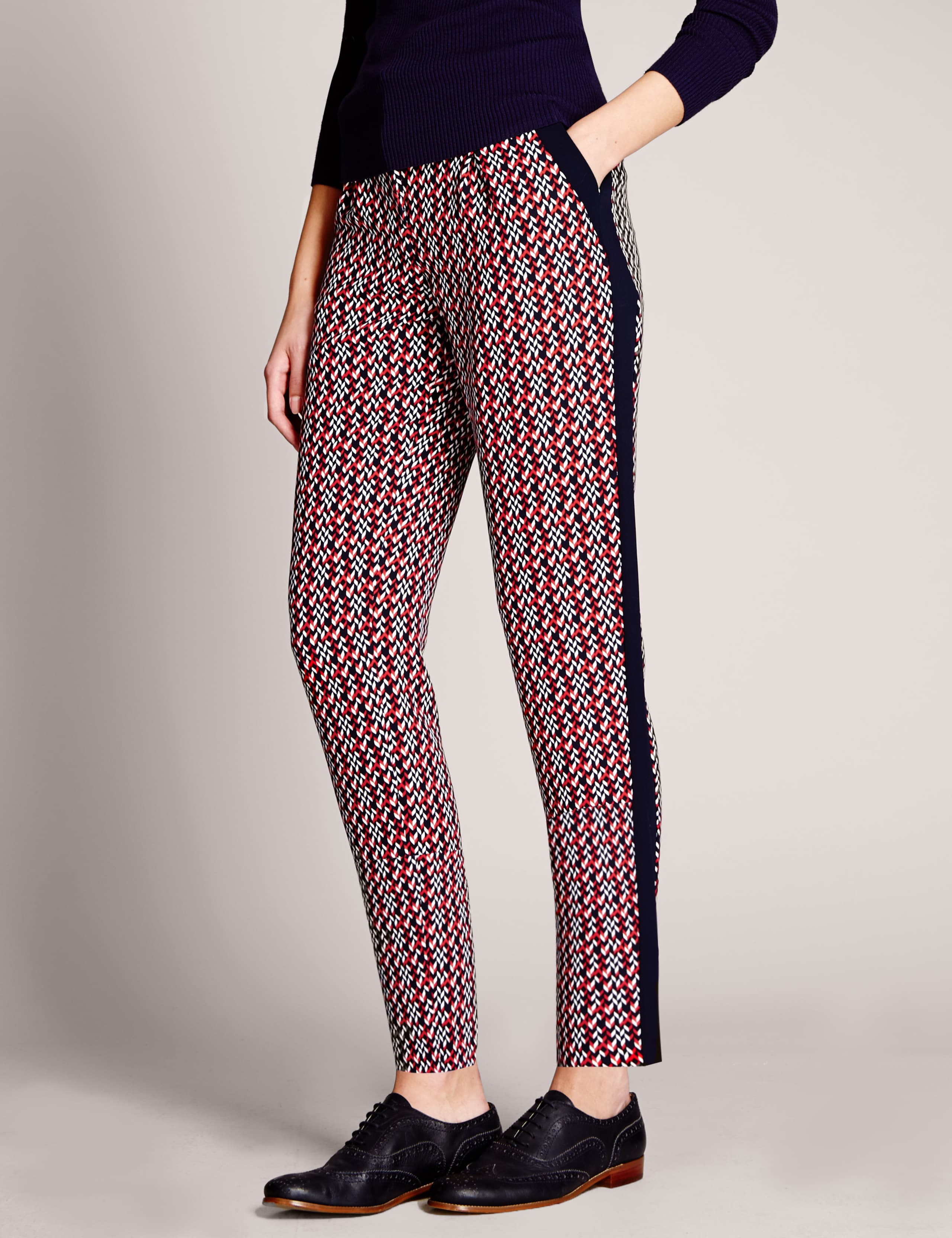 Chevron Print Tapered Leg Trousers 1 of 3