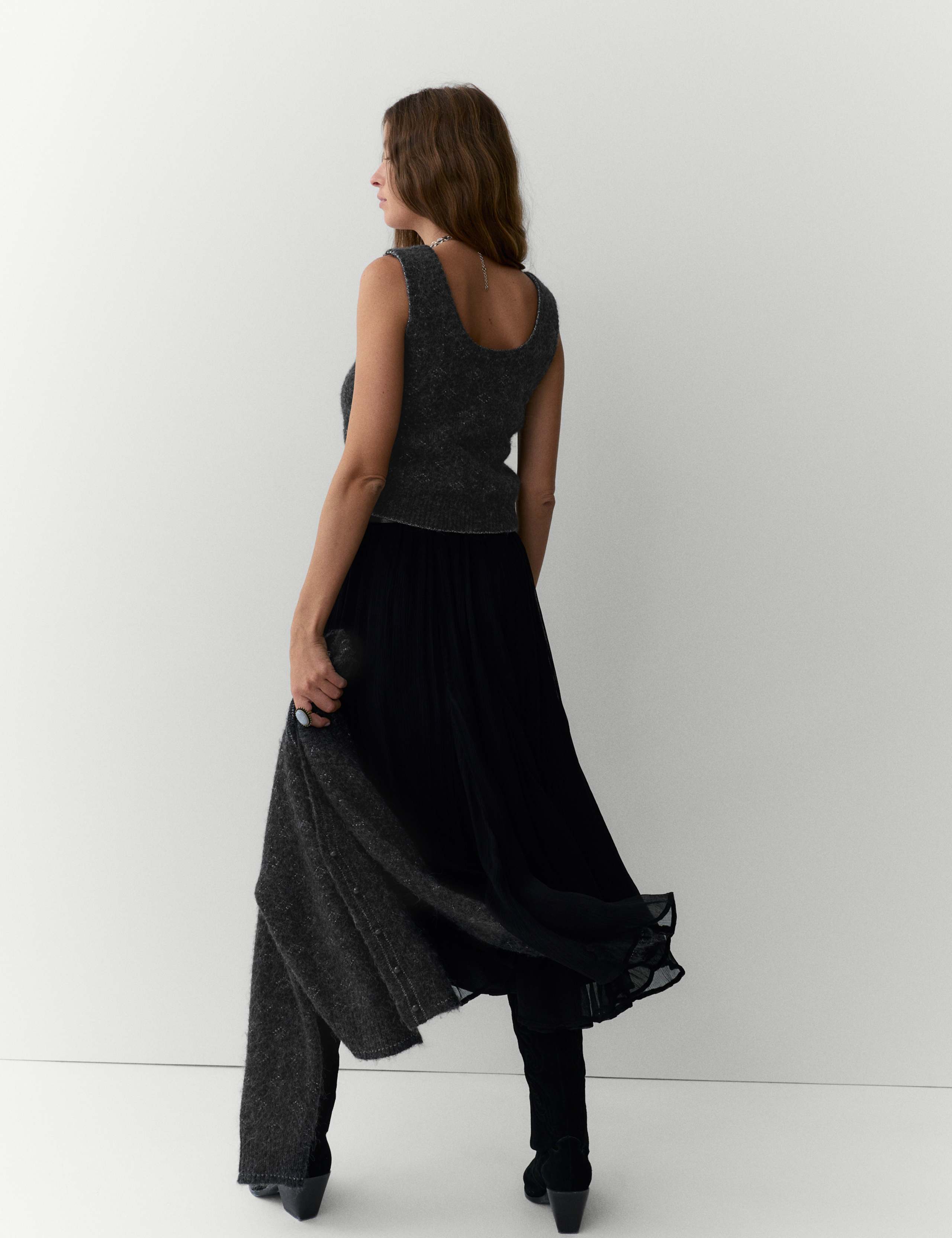 Lurex Jacquard Cropped Knitted Vest 4 of 5