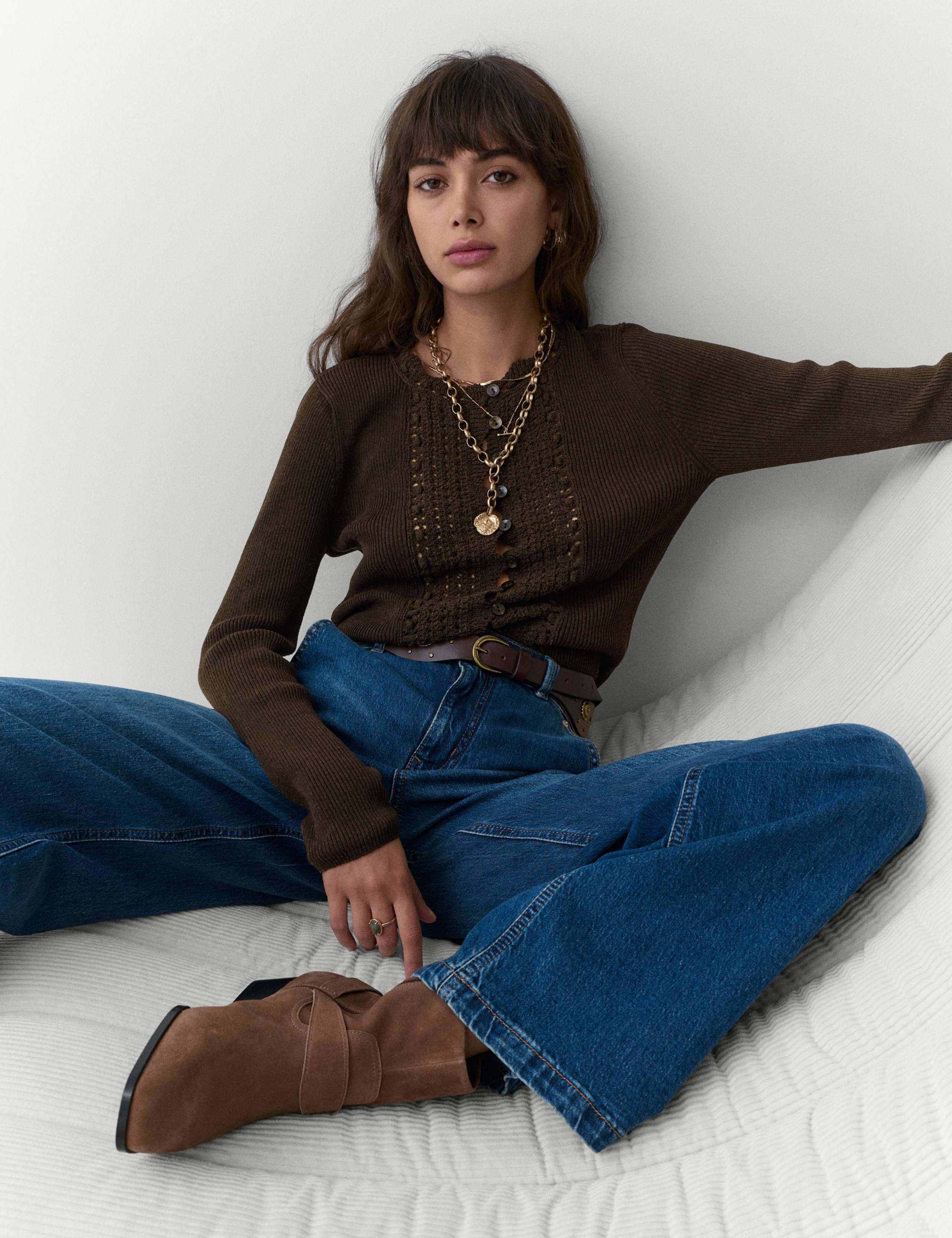 Crochet Style Trim Knitted Cardigan 6 of 6