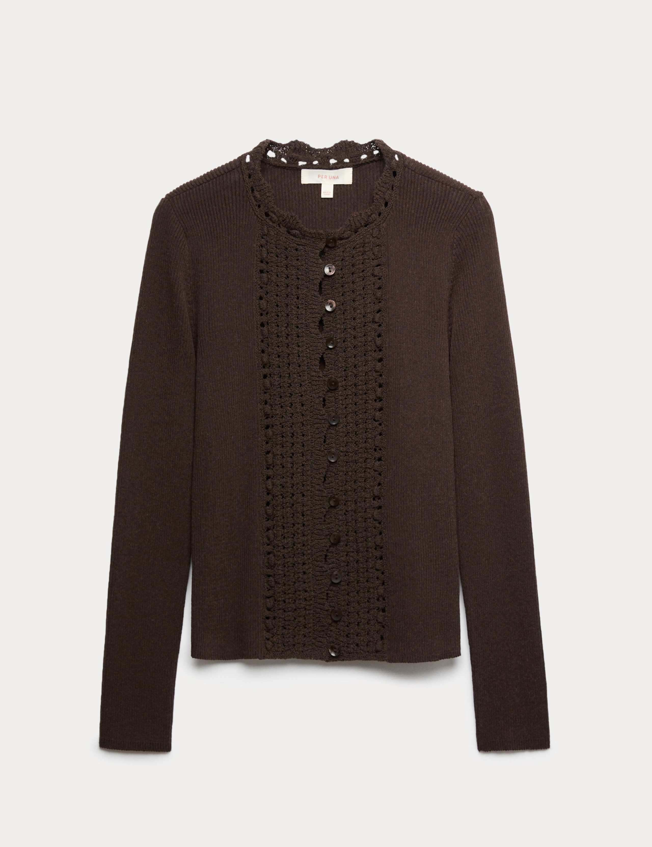 Crochet Style Trim Knitted Cardigan 2 of 6