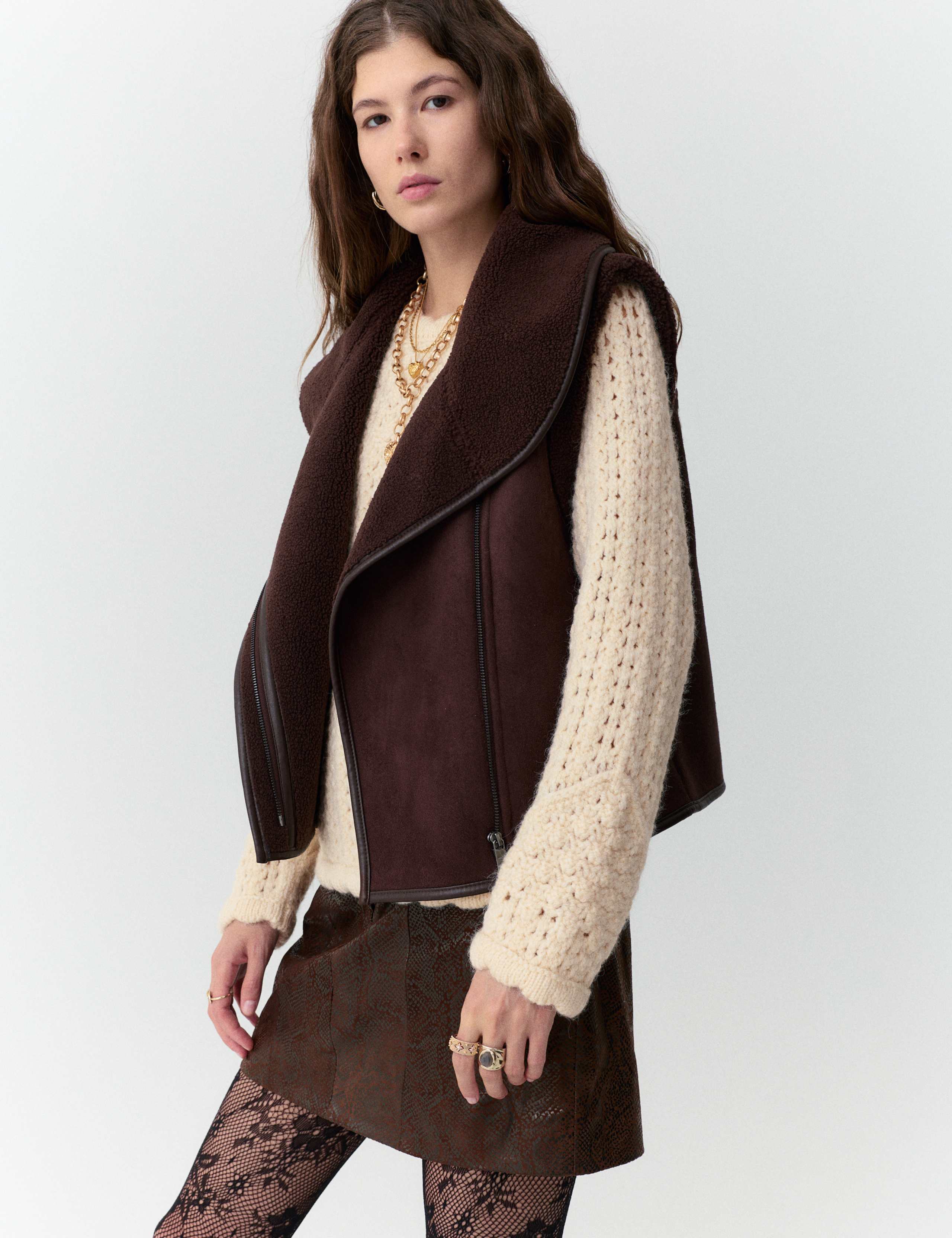 Chunky Pointelle Crew Neck Jumper with Wool 3 of 5