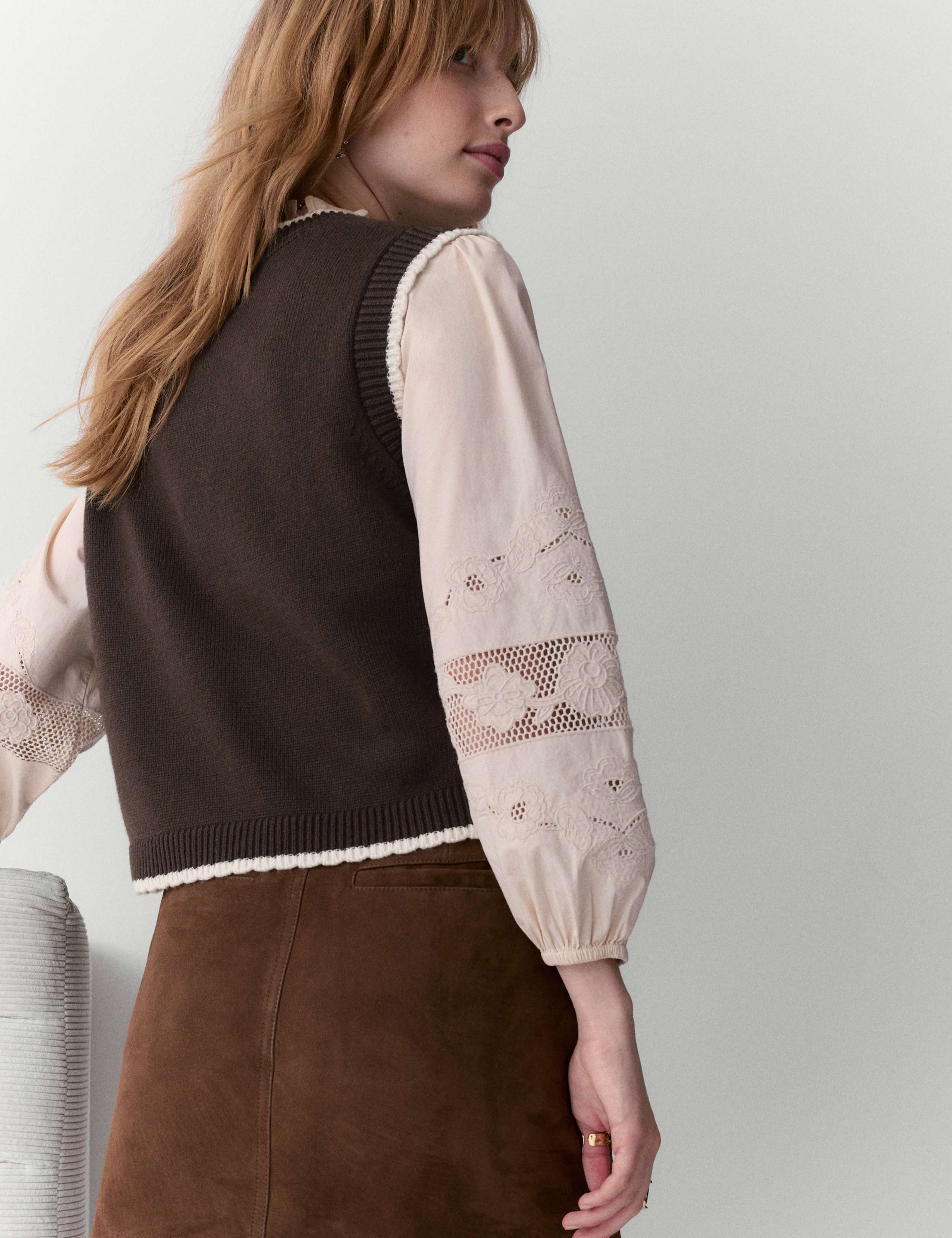 Scallop Edge Detail Knitted Tabard With Wool 5 of 5