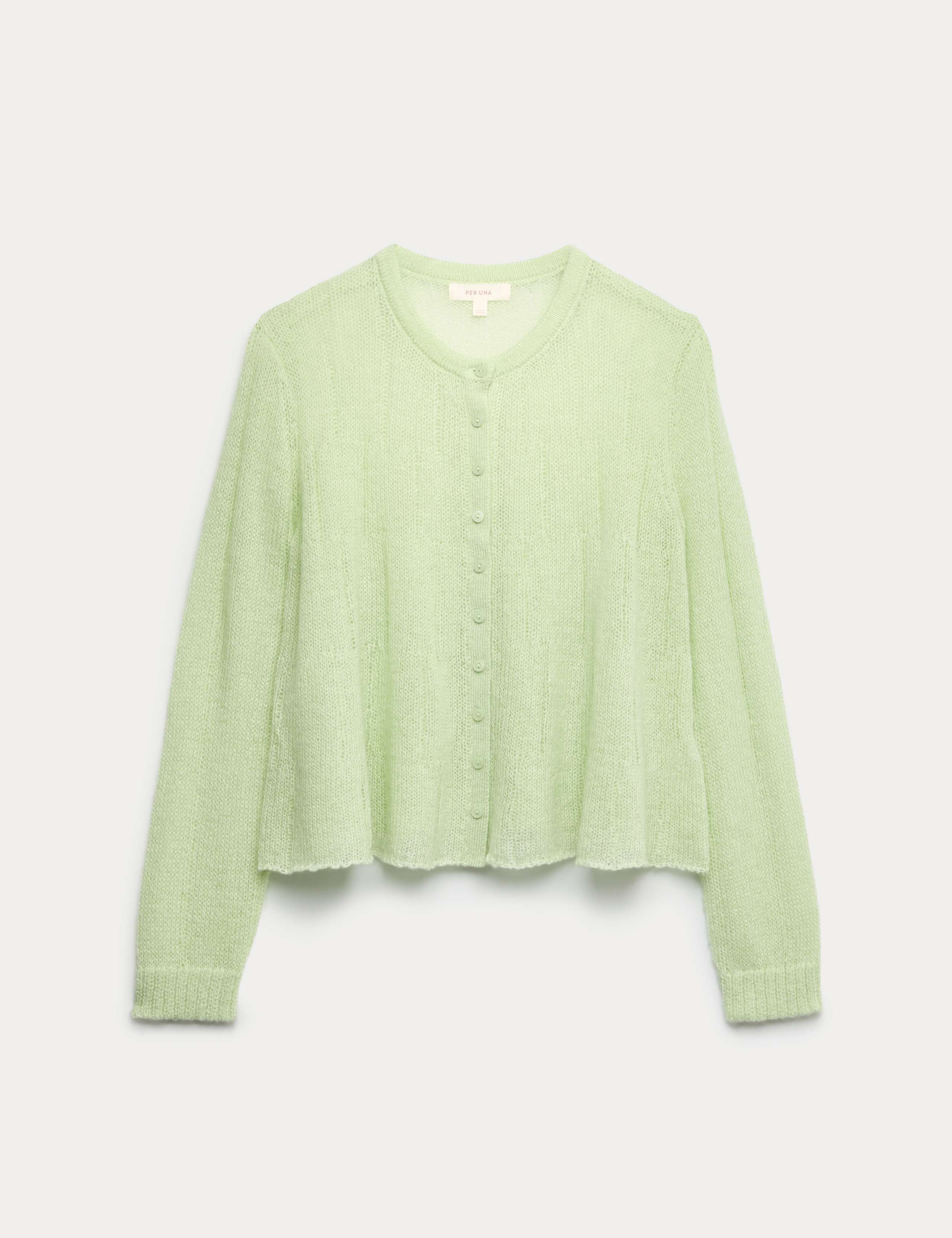 Knitted Button Front Cardigan with Mohair 2 of 6