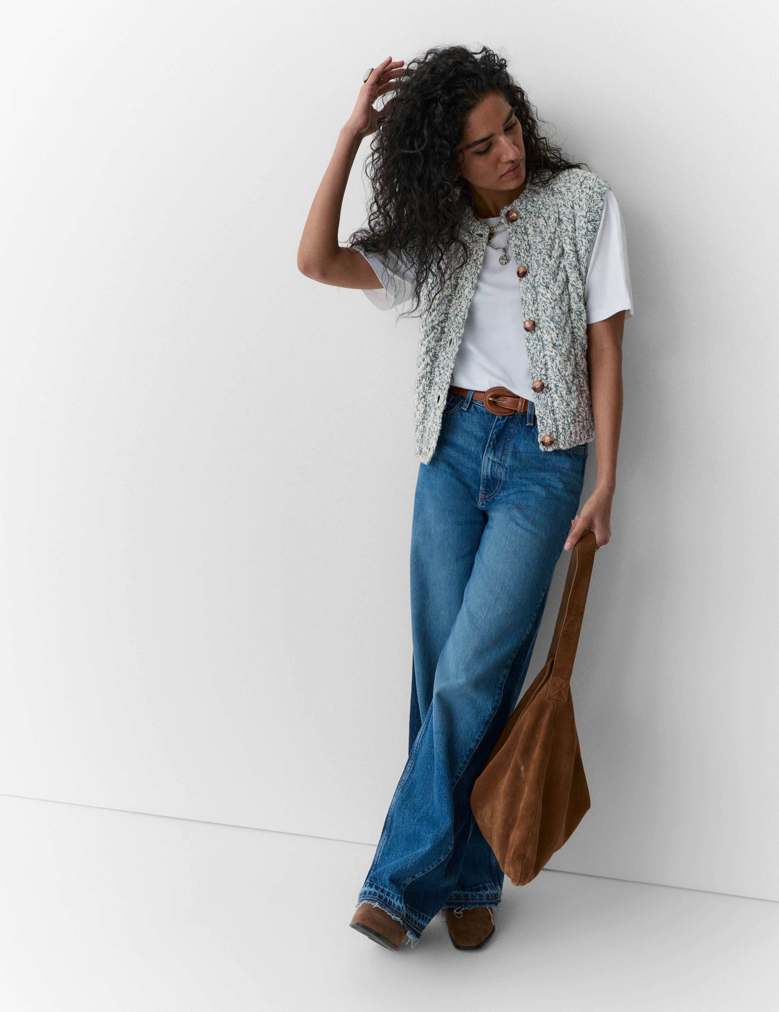 Twisted Knit Button Through Relaxed Tabard 3 of 5