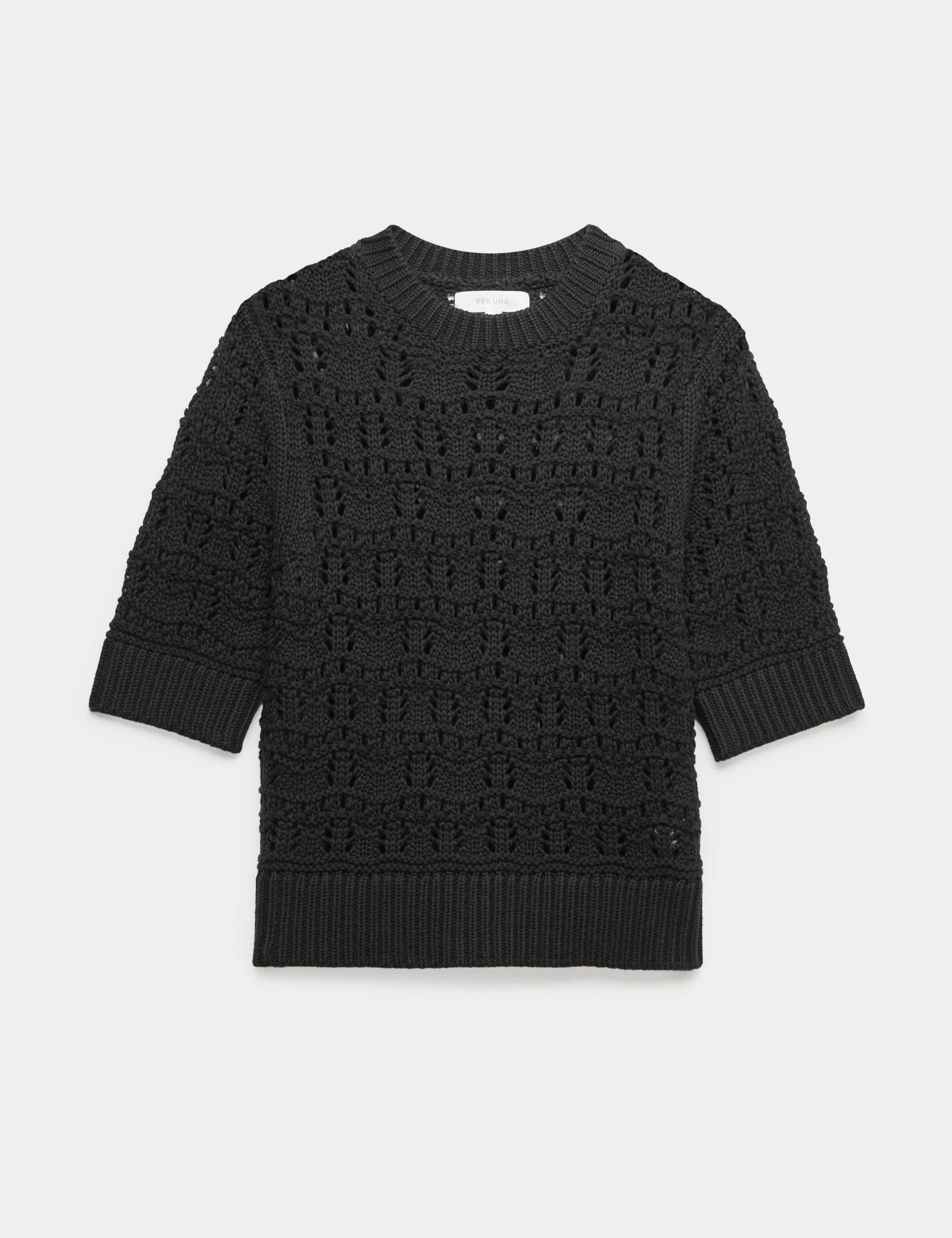 Pure Cotton Pointelle Knitted T-Shirt 2 of 5