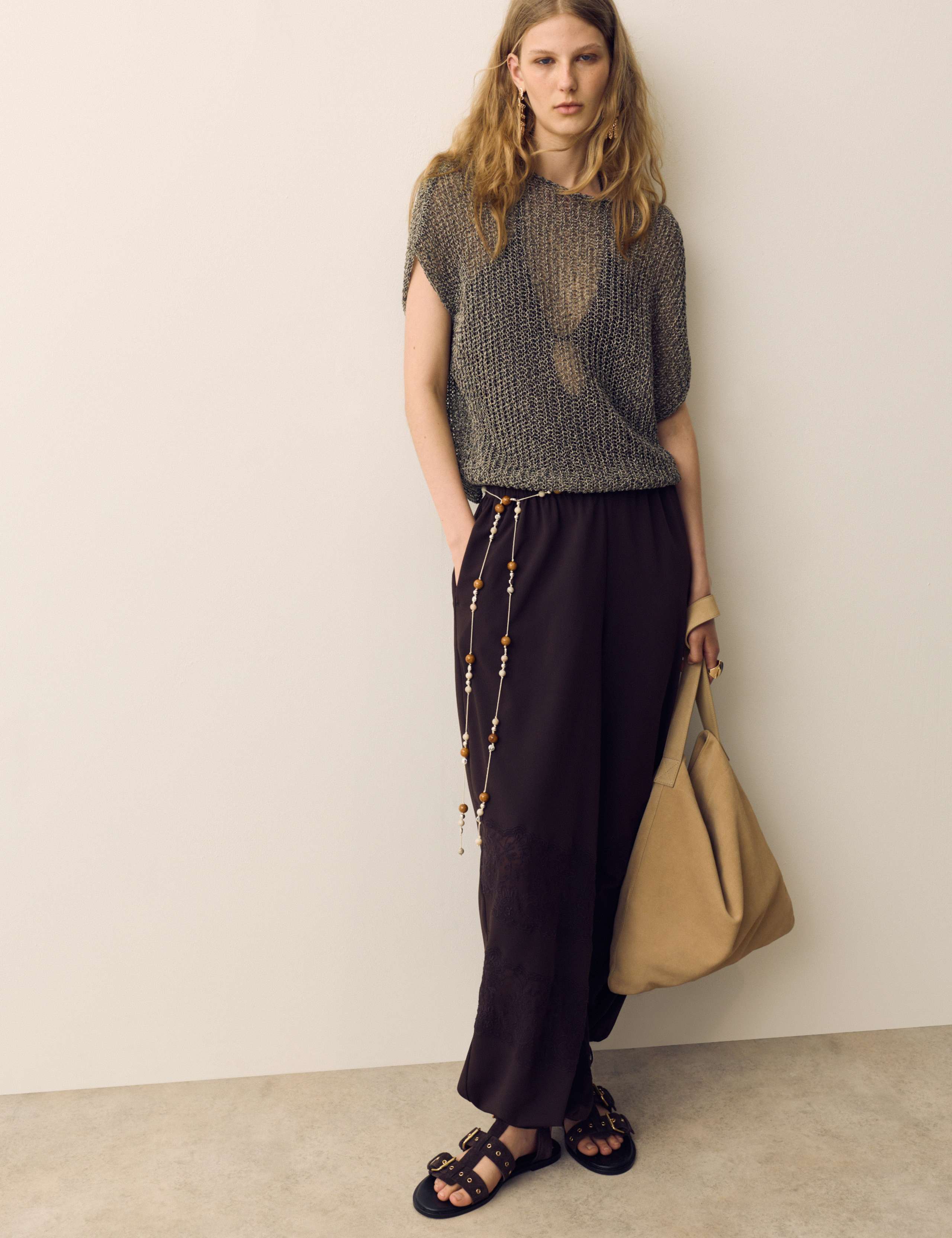 Cotton Blend Open Knit Slouchy Jumper 4 of 5