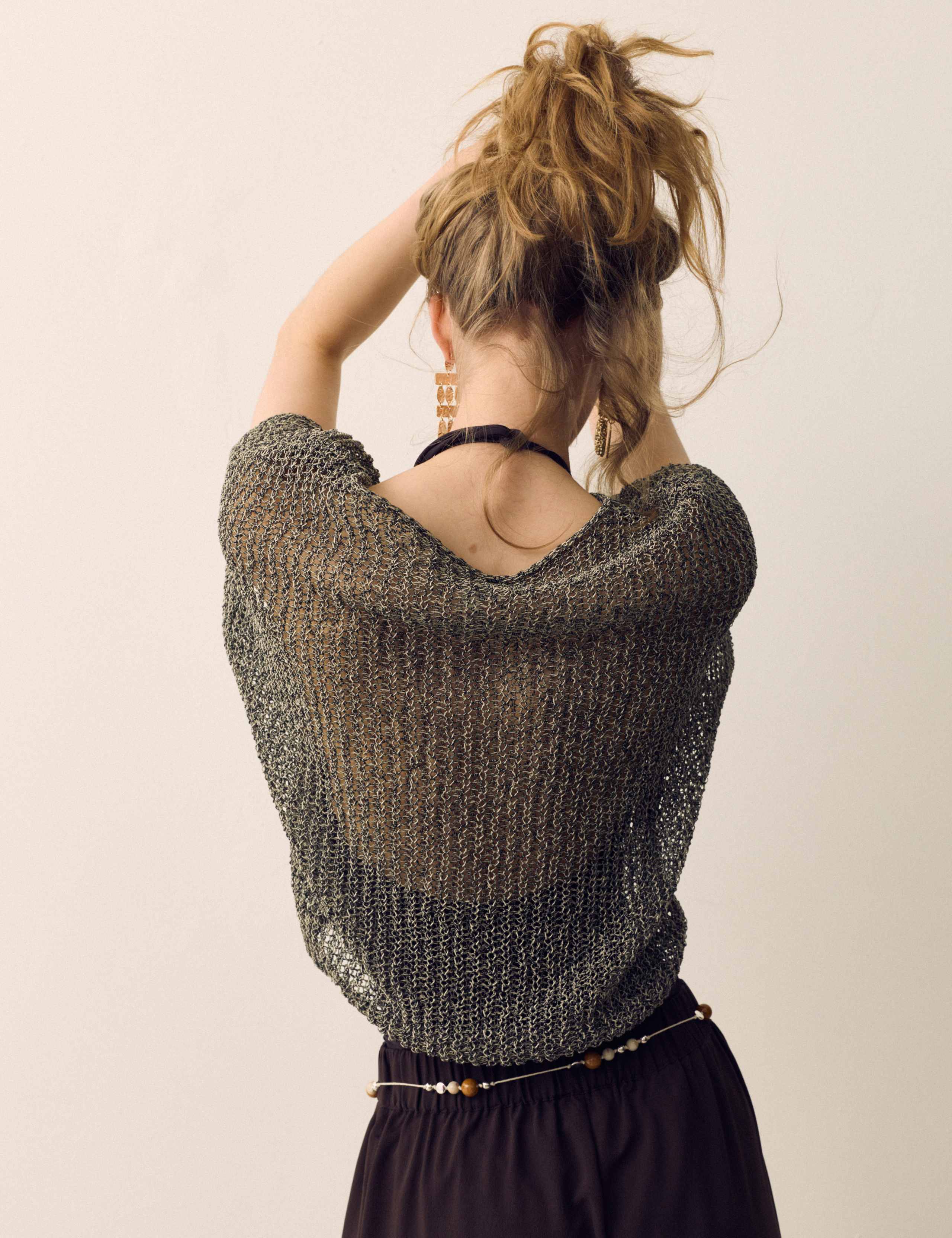 Cotton Blend Open Knit Slouchy Jumper 5 of 5