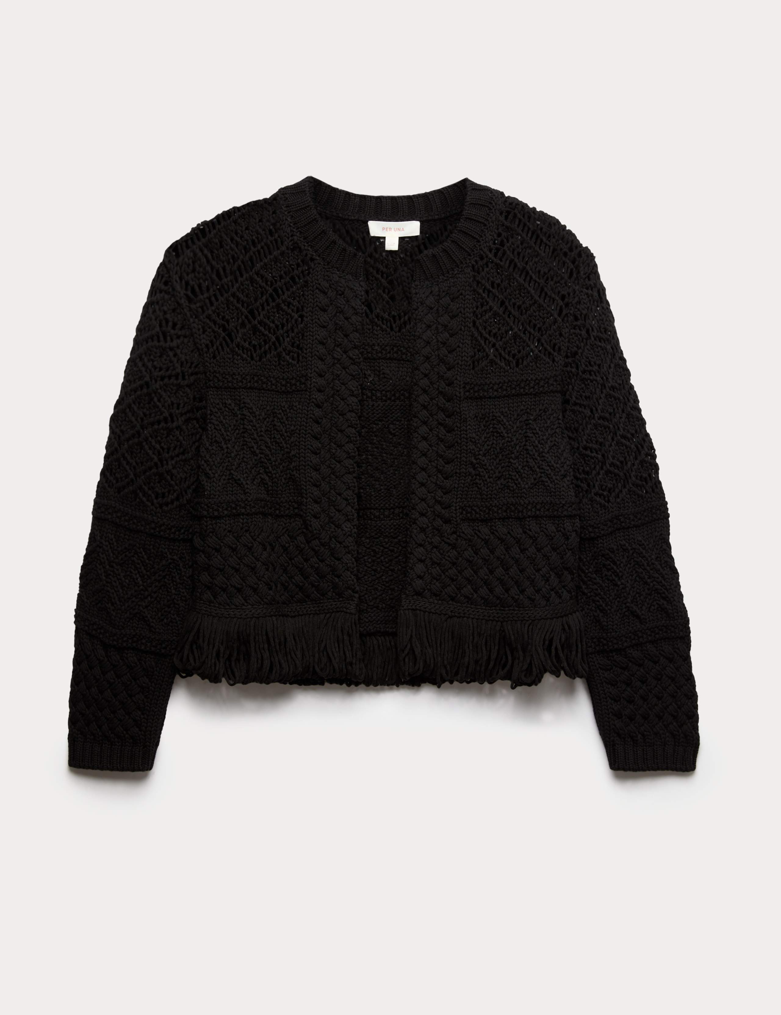 Cotton Rich Fringed Hem Cardigan 1 of 1