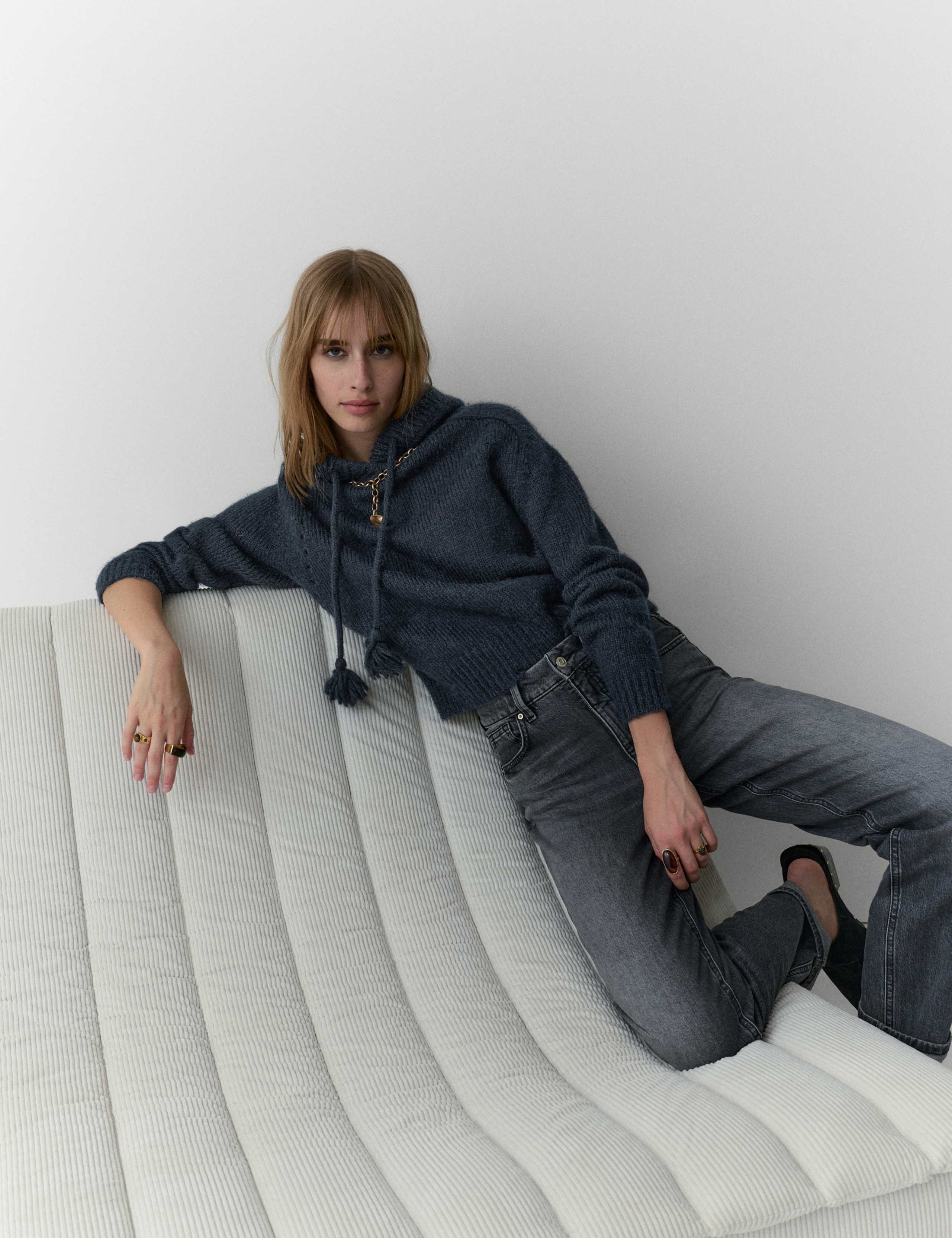 Textured Hoodie with Alpaca 3 of 5