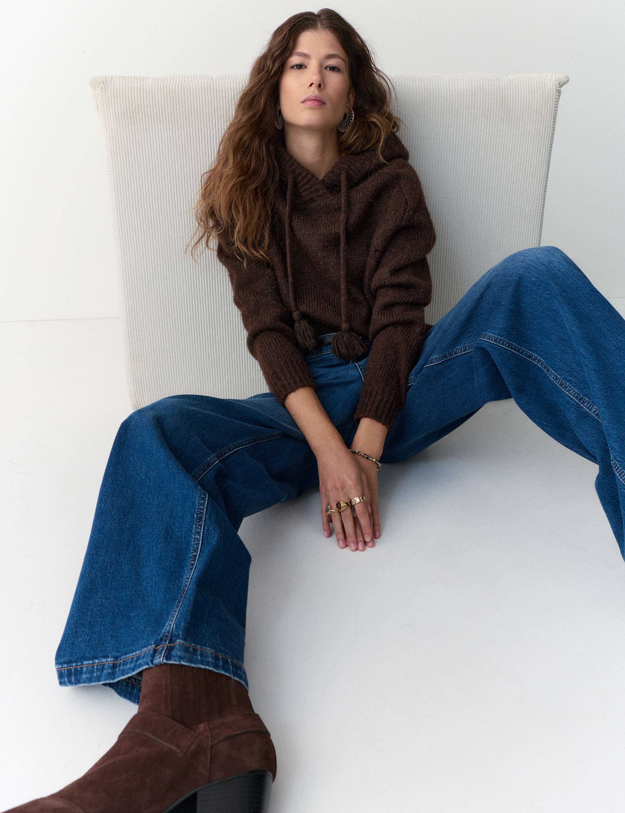 Textured Hoodie with Alpaca 1 of 7