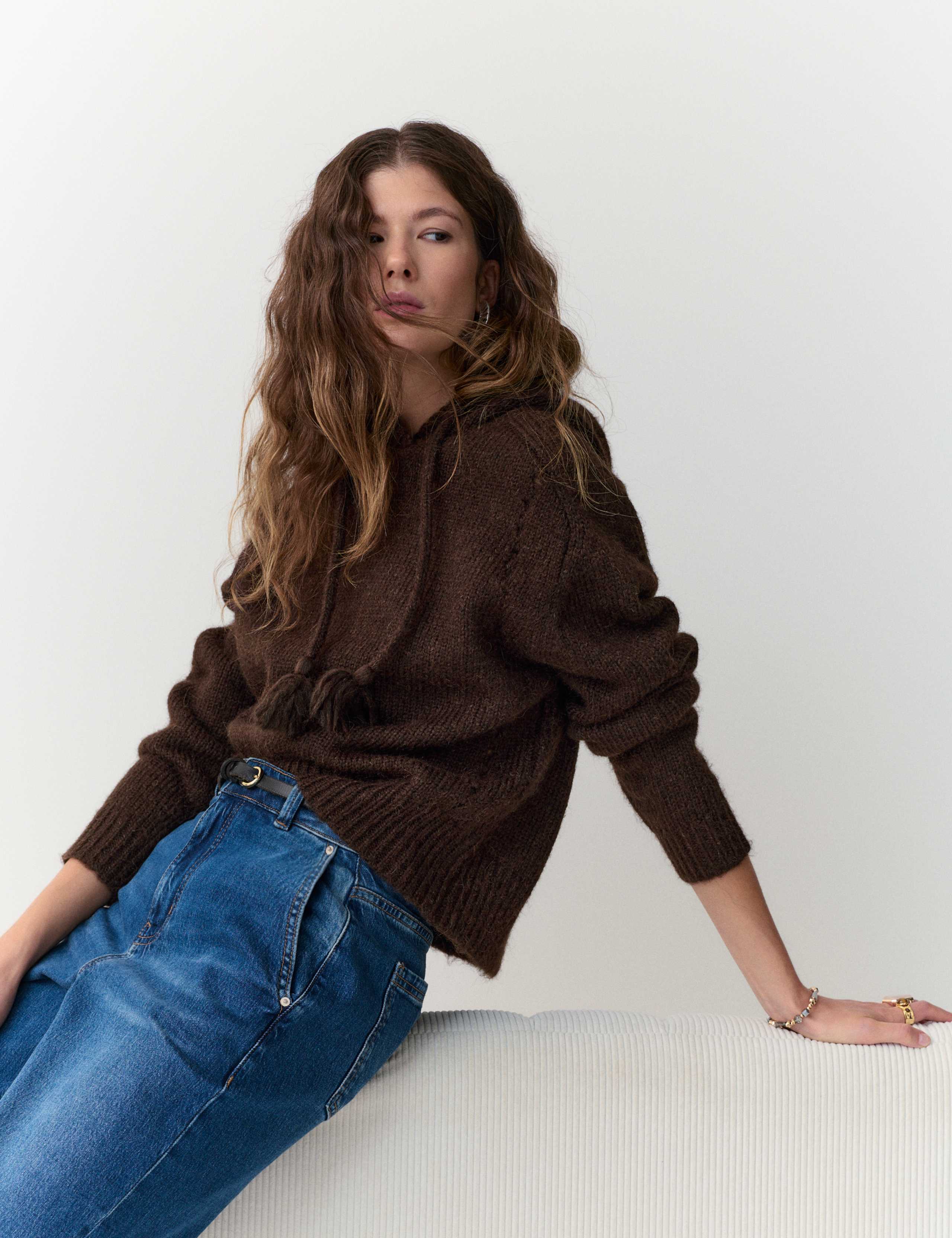 Textured Hoodie with Alpaca 3 of 7