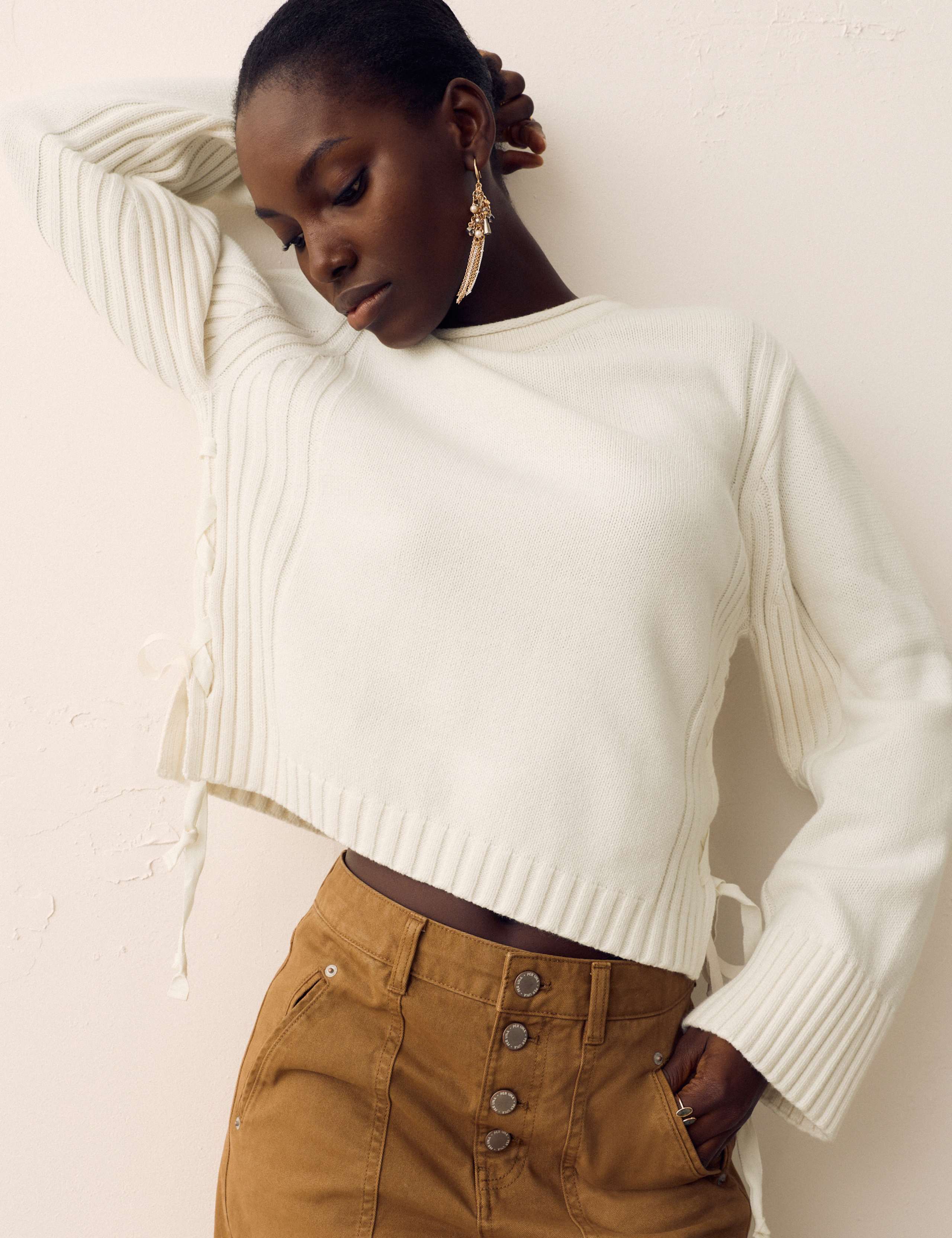 Cotton Rich Tie Side Detail Jumper 1 of 5