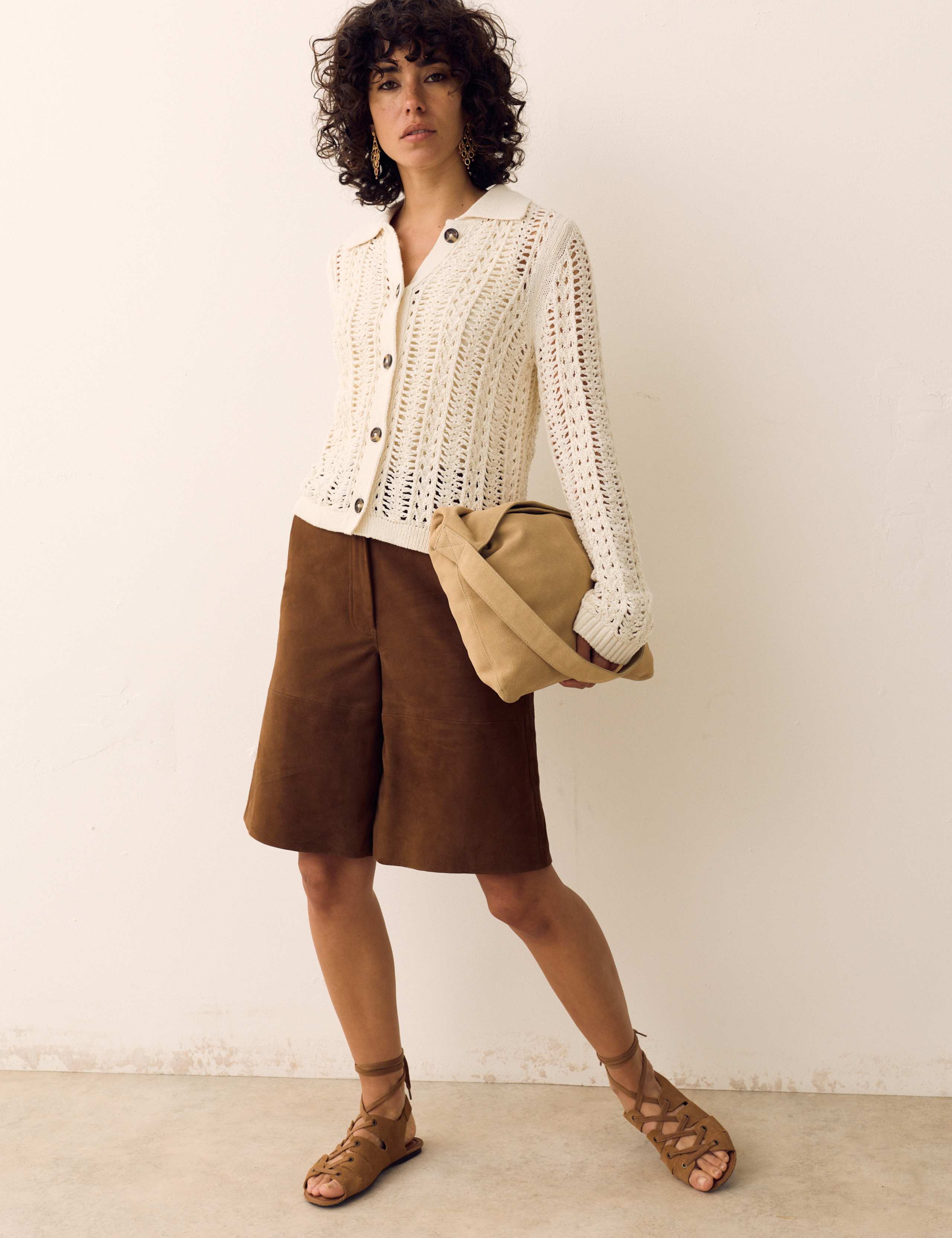 Cotton Rich Textured Collared Cardigan 5 of 6