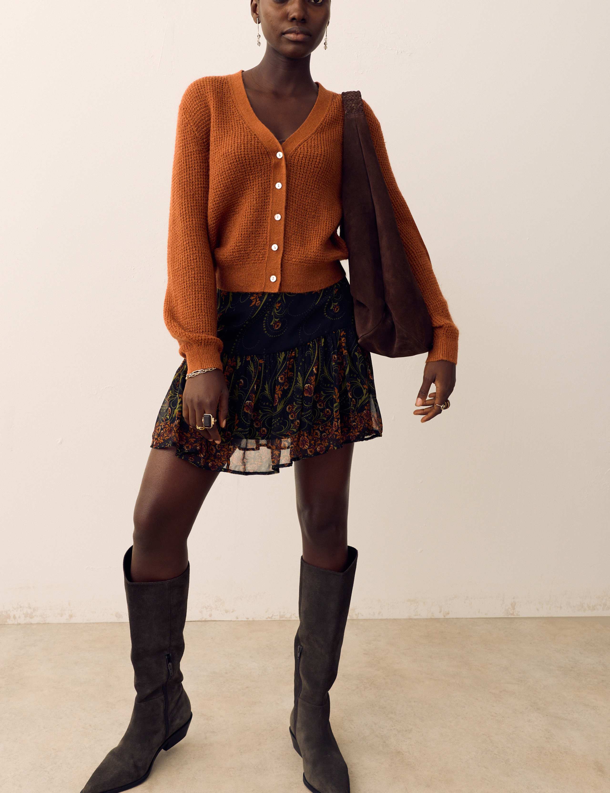 Pointelle V-Neck Cardigan with Mohair 5 of 5