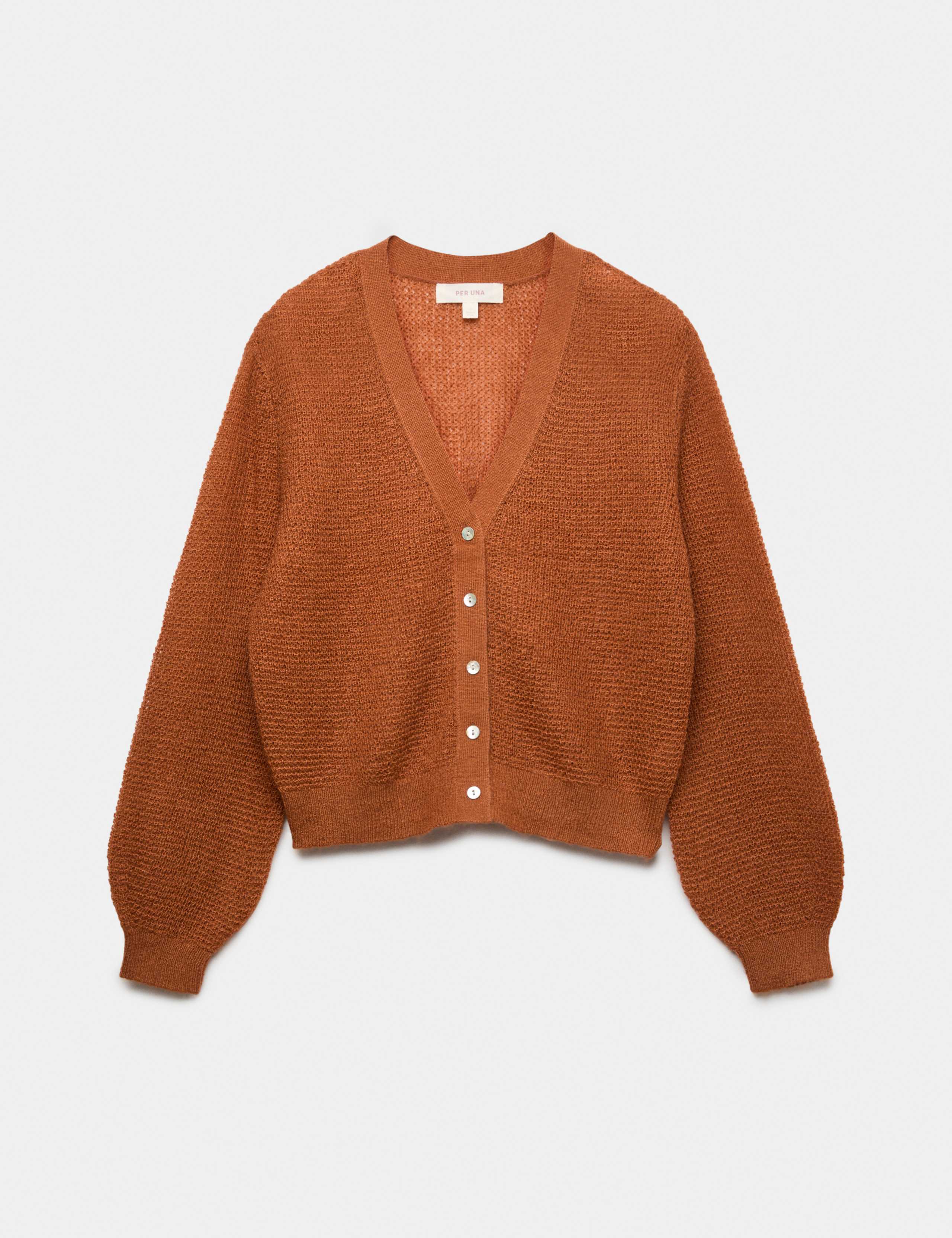 Pointelle V-Neck Cardigan with Mohair 2 of 5
