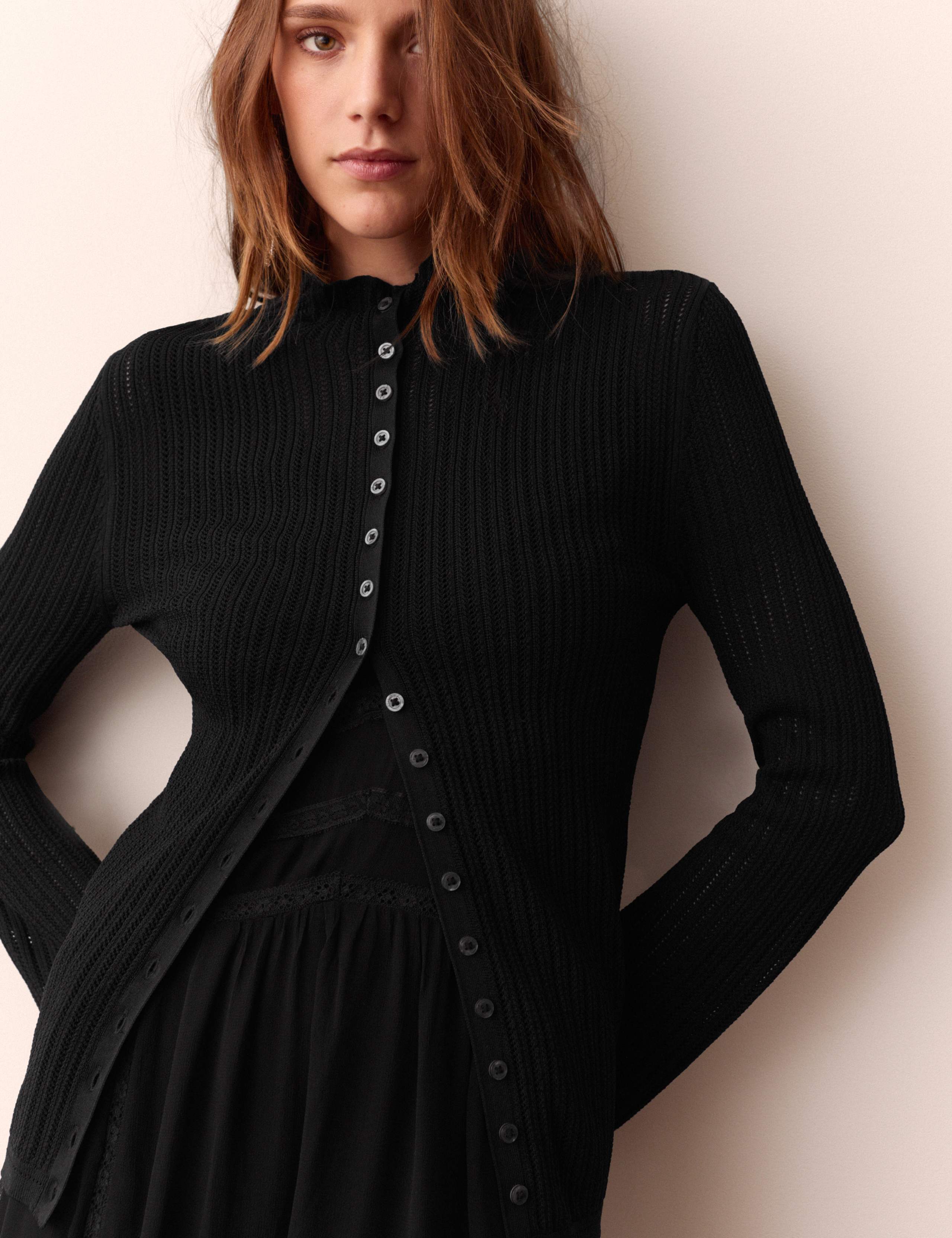 Pointelle Fitted Cardigan 1 of 6