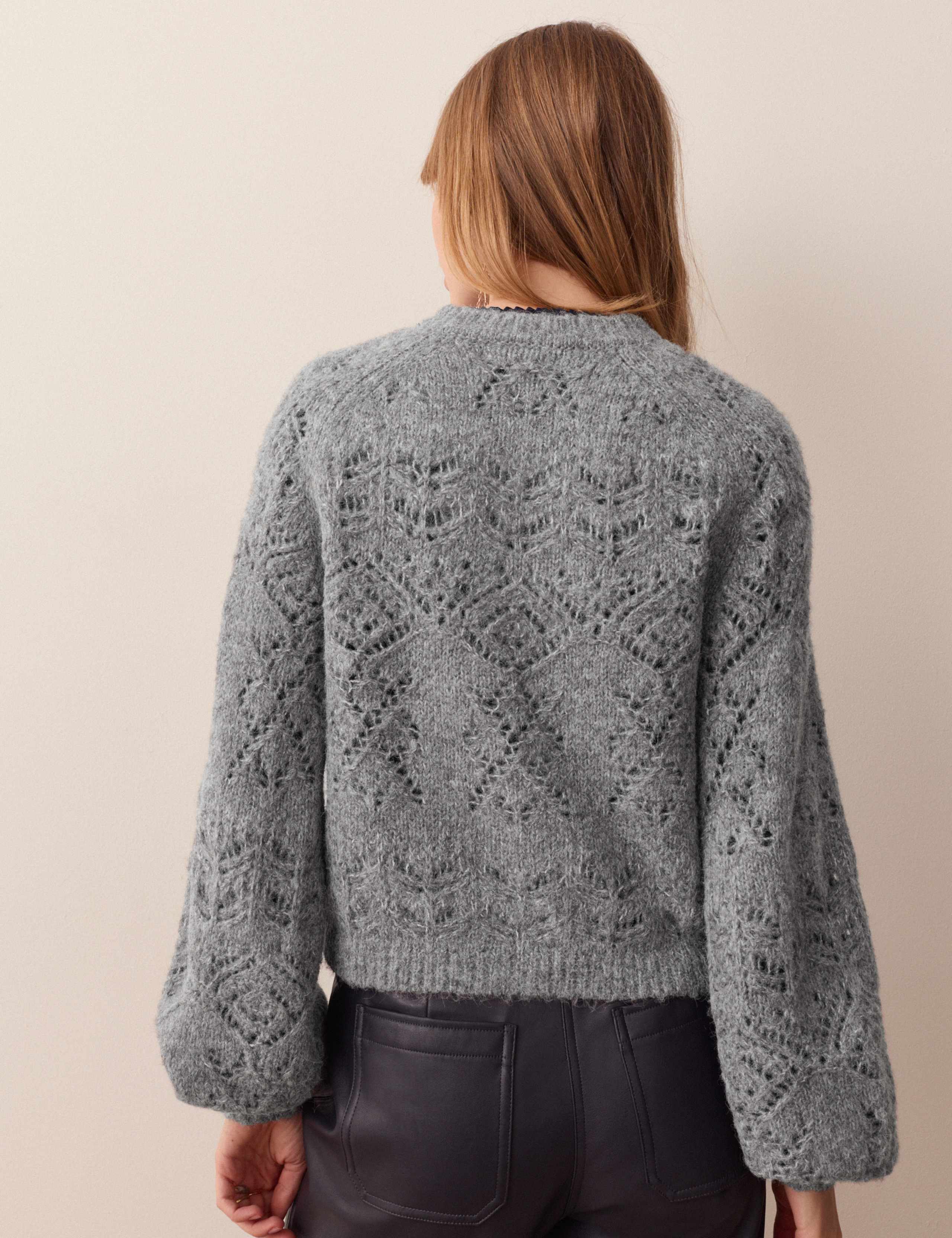 Pointelle Cardigan with Wool 3 of 5