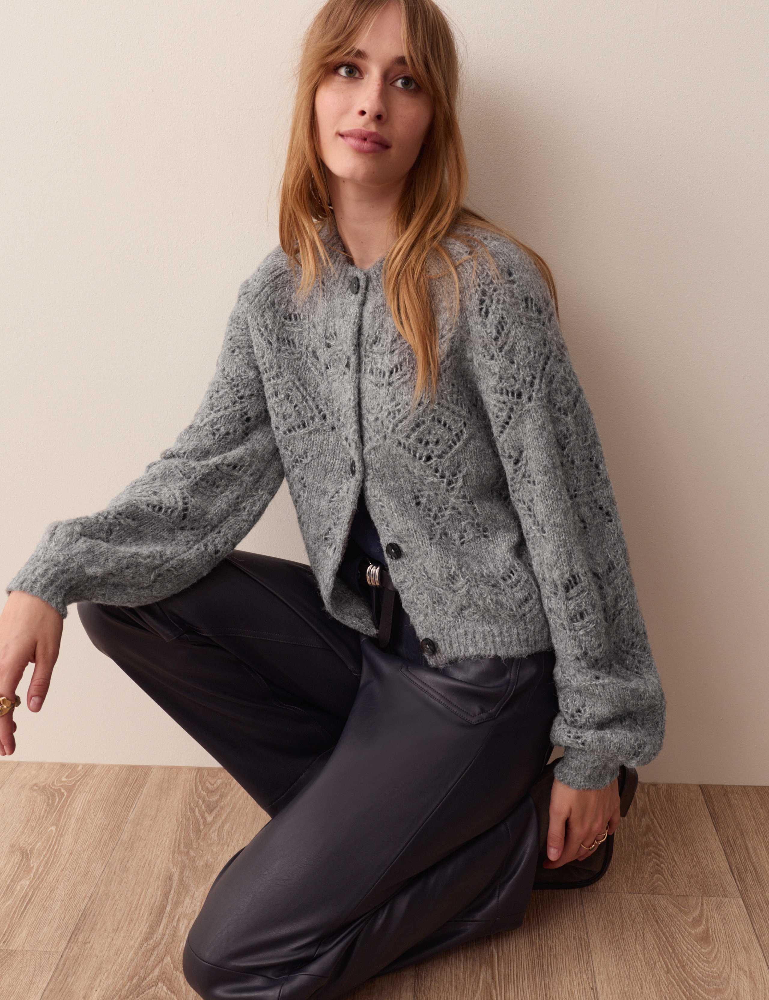 Pointelle Cardigan with Wool 4 of 5