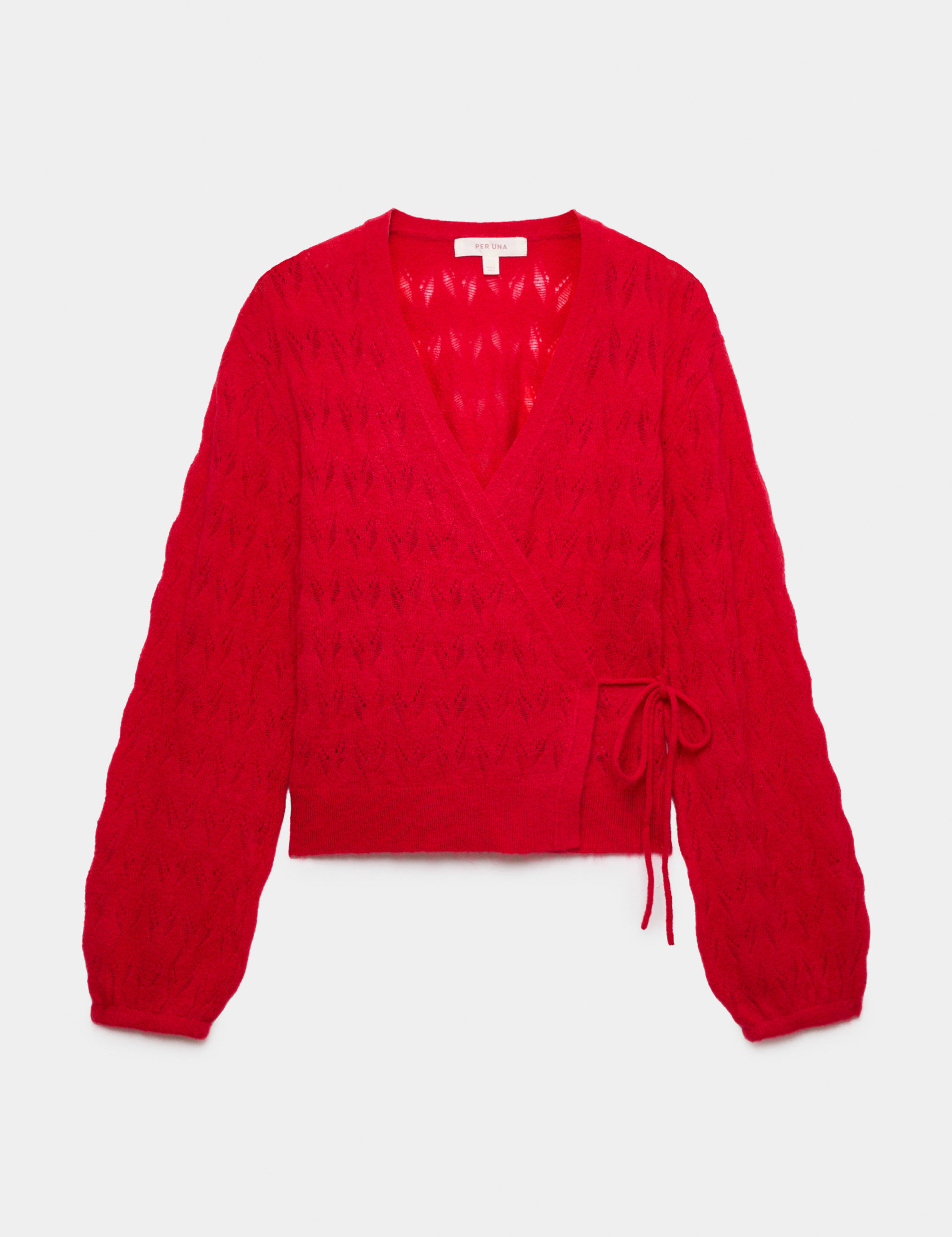 Textured V Neck Wrap Cardigan with Wool 2 of 5