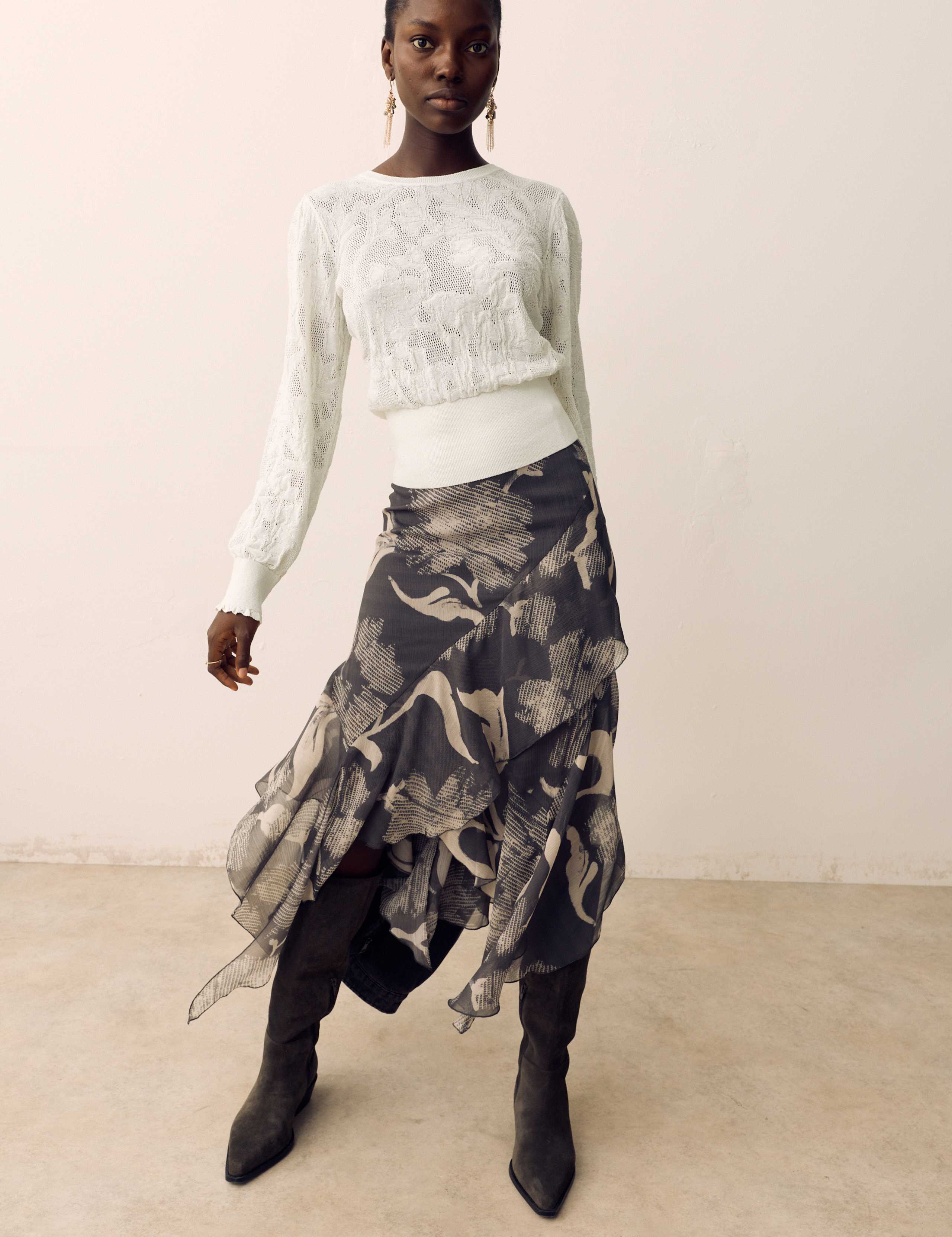 Cotton Blend Lace Knit Jumper 3 of 6