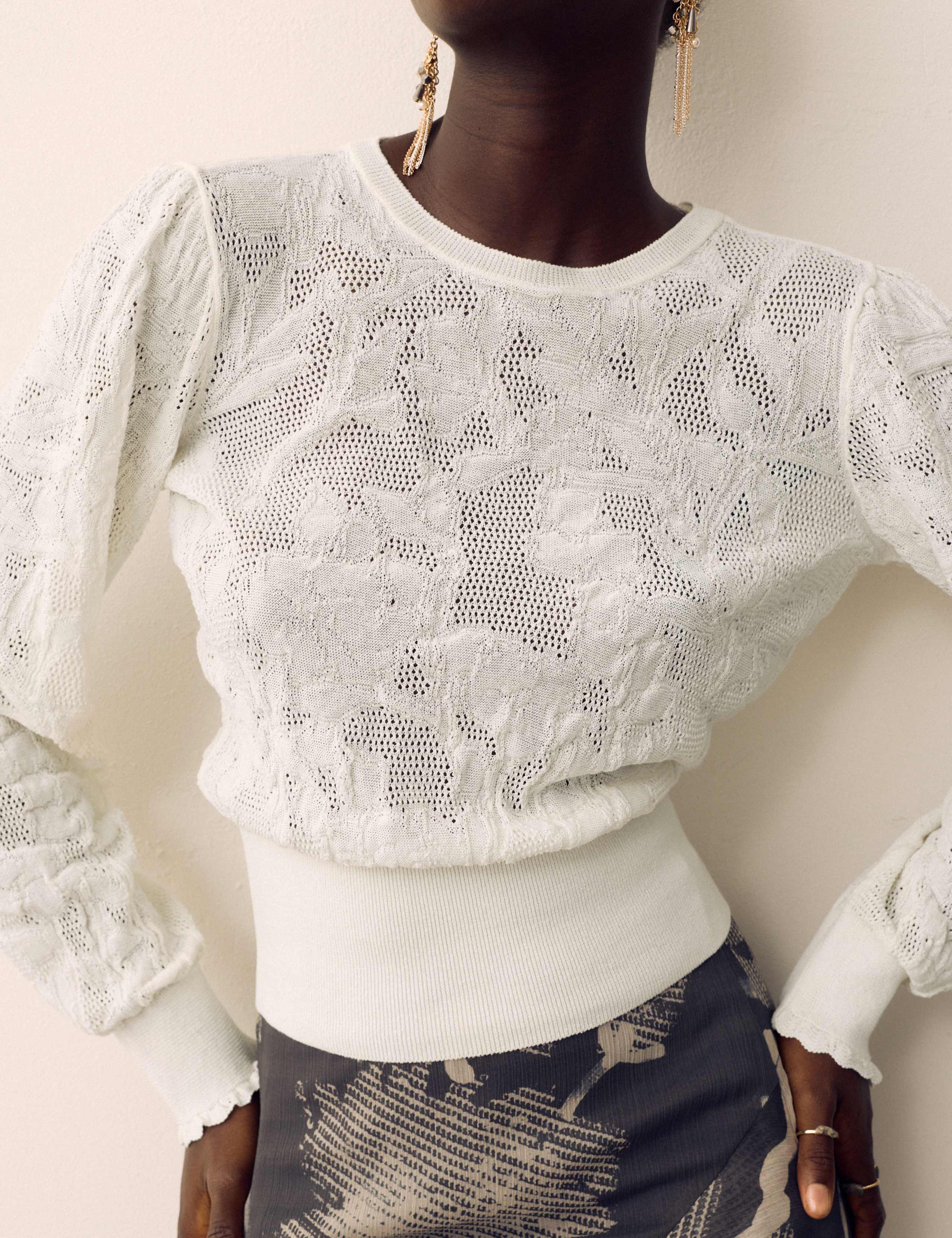 Cotton Blend Lace Knit Jumper 4 of 6