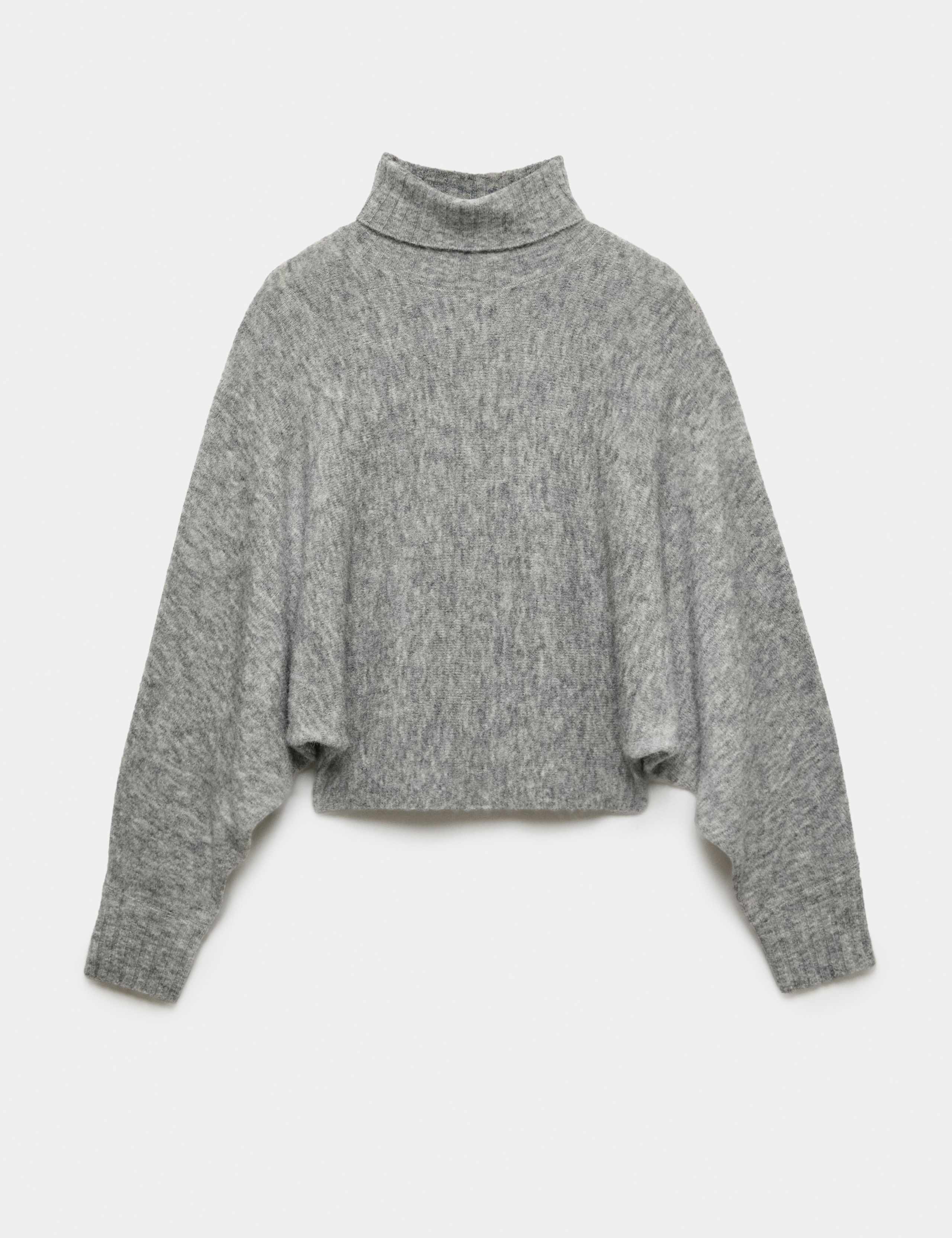 Balloon Sleeve Roll Neck Jumper with Wool 1 of 1