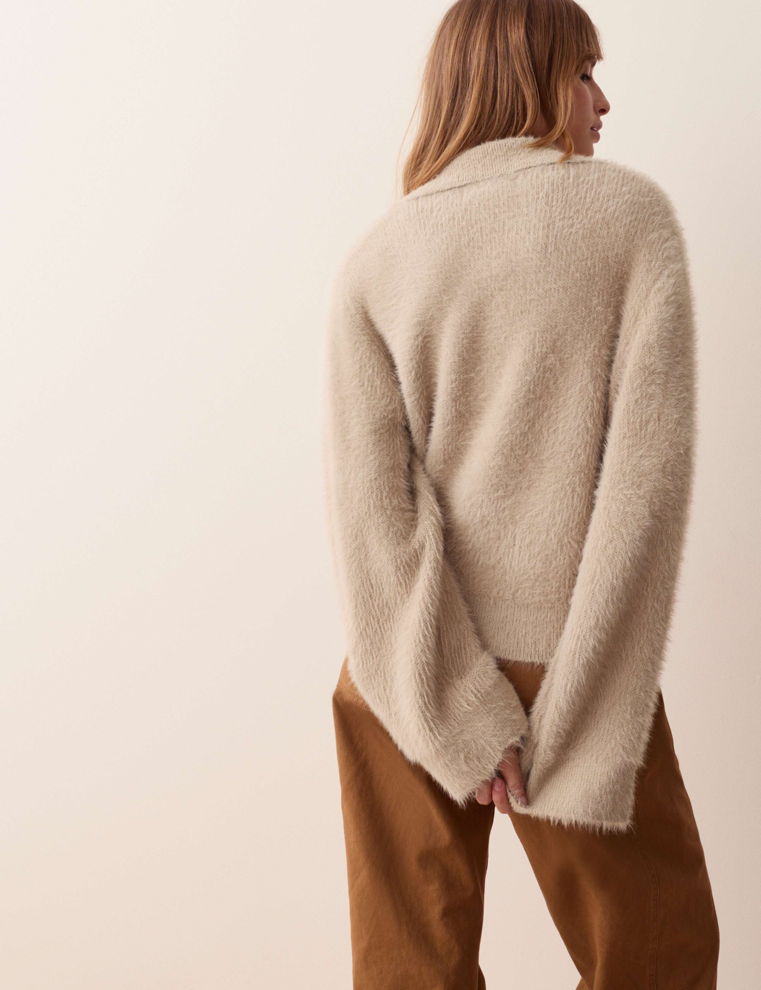 Fluffy Polo Neck Button Detail Jumper 3 of 6