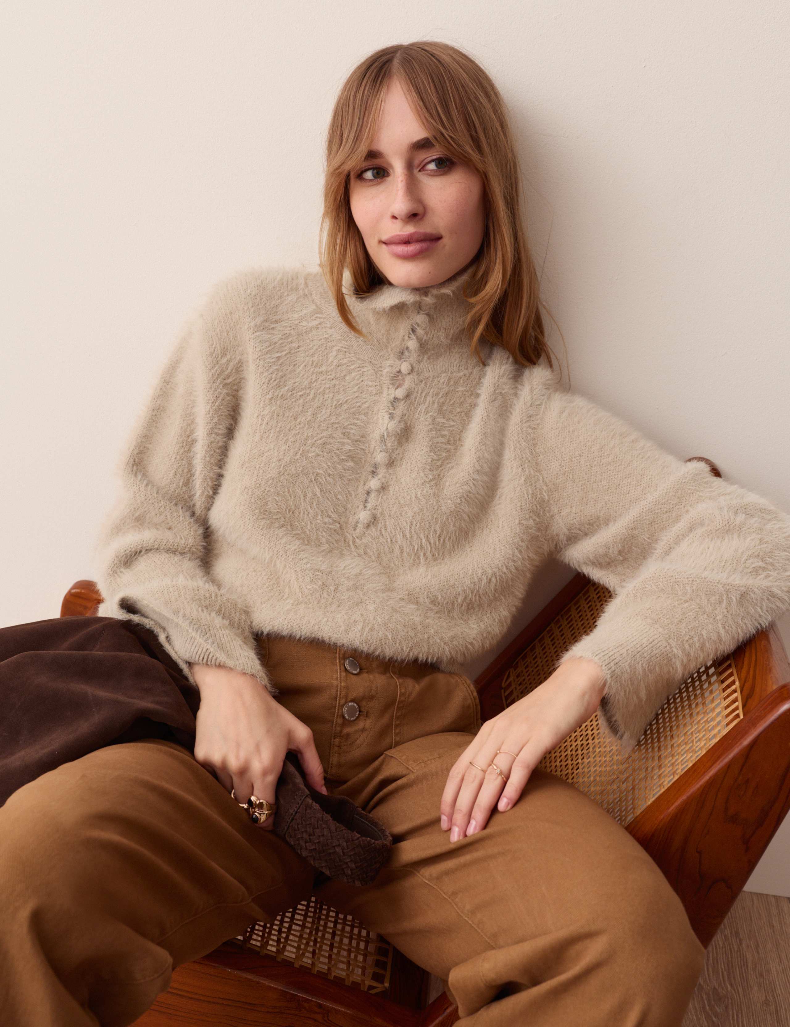 Fluffy Polo Neck Button Detail Jumper 4 of 6