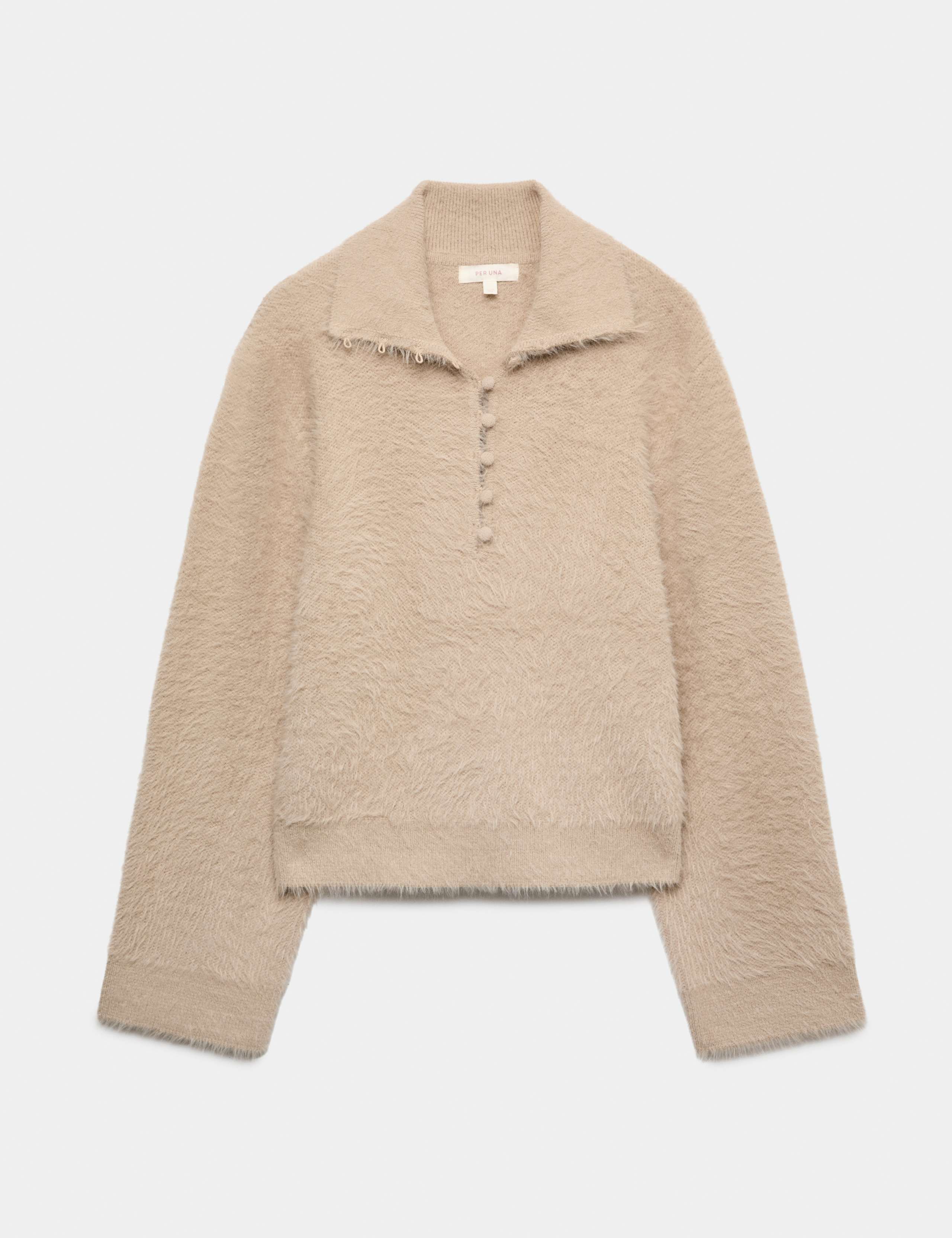 Fluffy Polo Neck Button Detail Jumper 2 of 6
