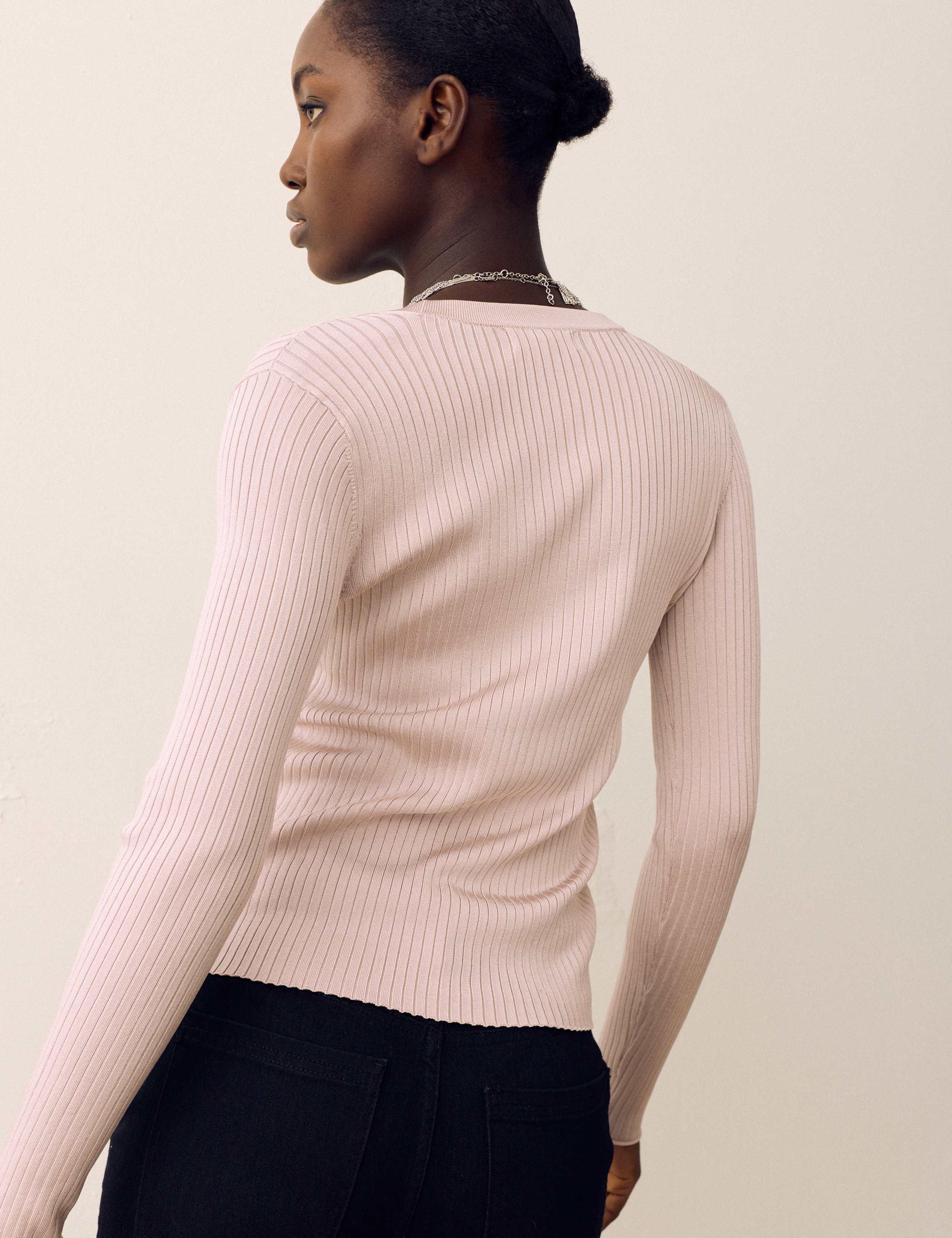 Ribbed V-Neck Cardigan 5 of 6