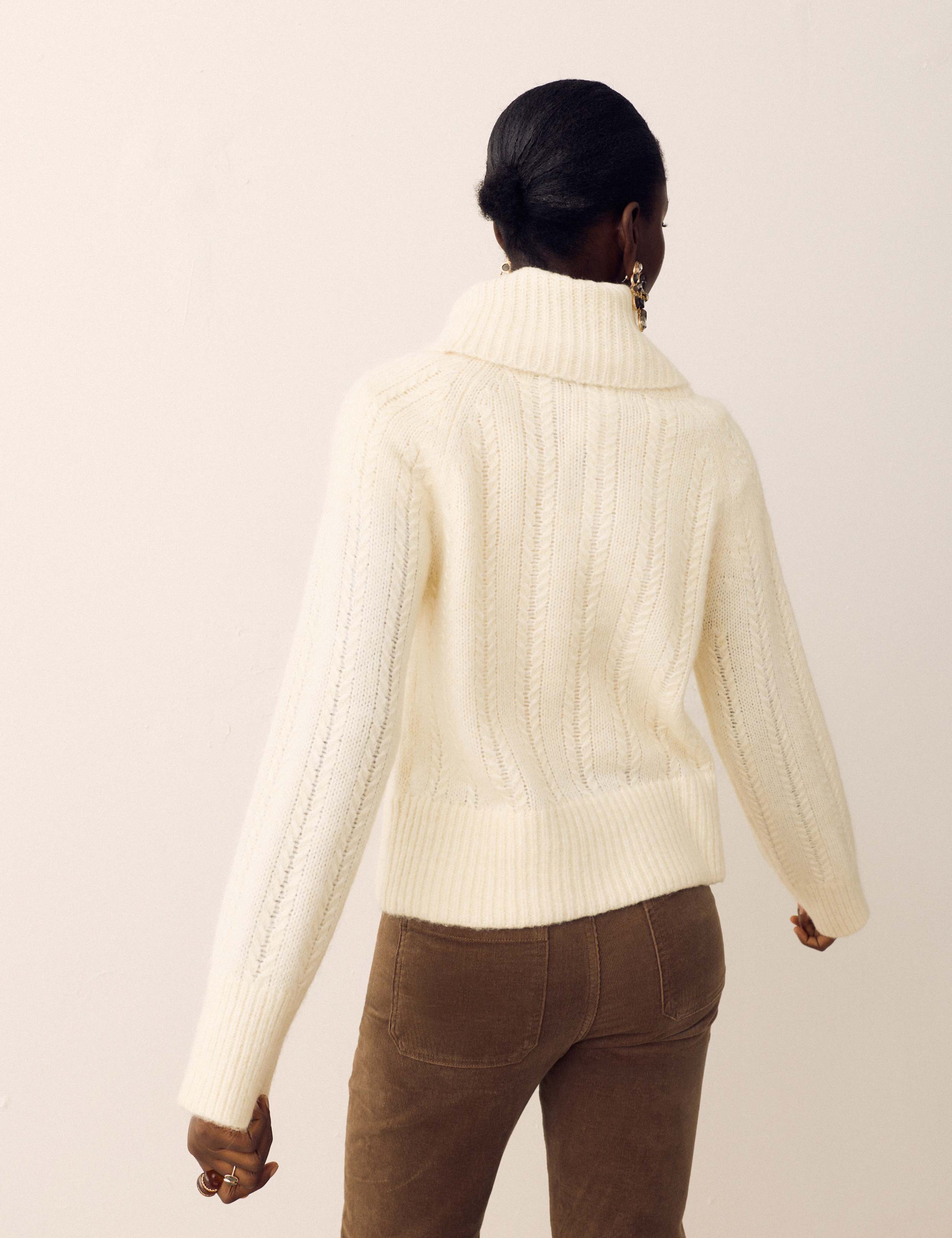 Pointelle Roll Neck Jumper with Wool 4 of 5
