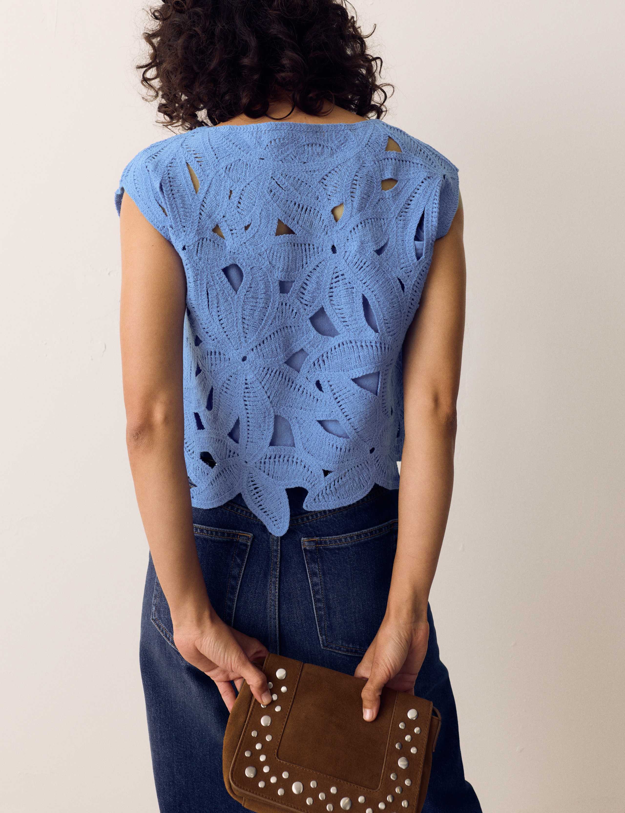 Floral Open Knit Crop Top 5 of 6